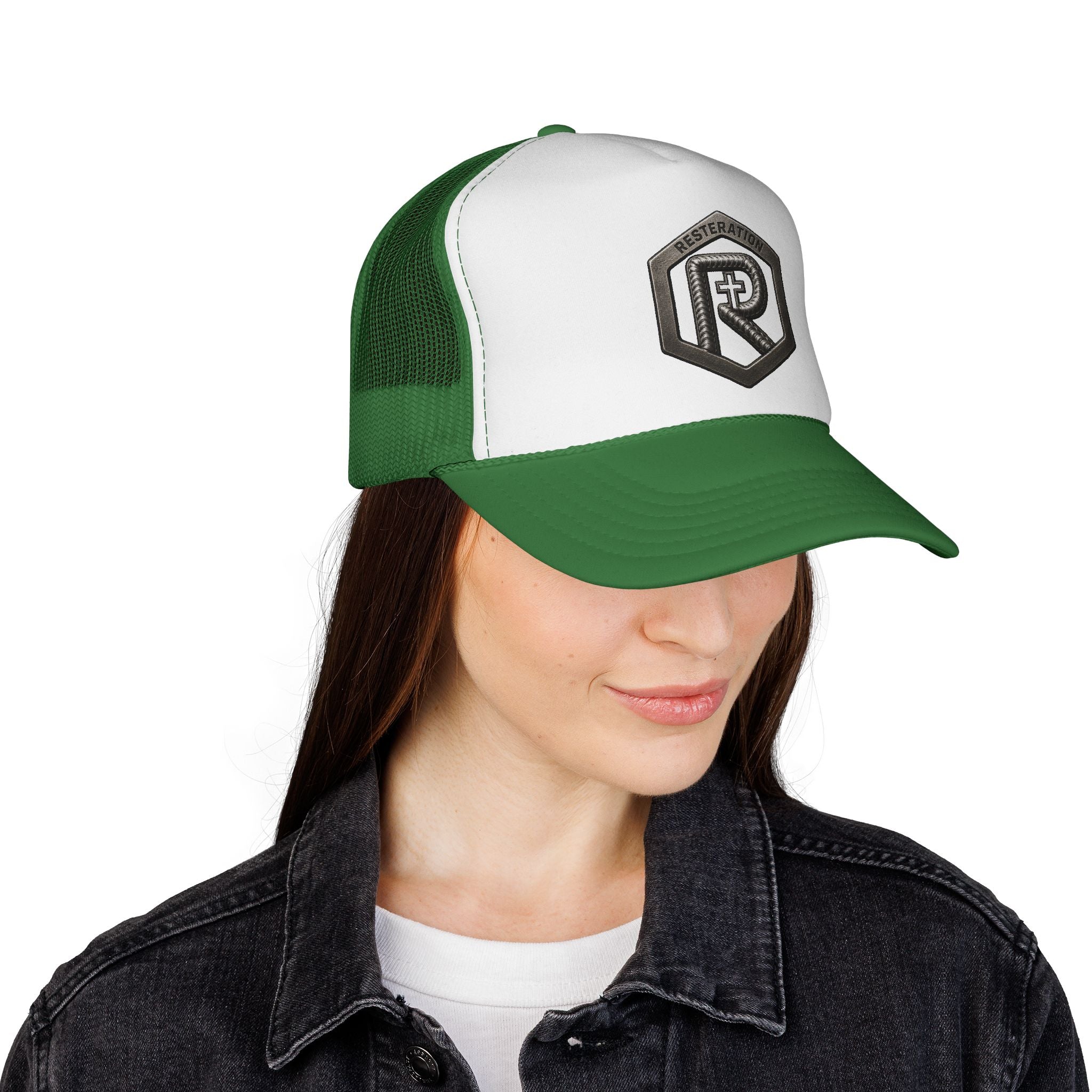 RESTERATION Trucker Cap — Embroidered Shield Logo - RESTERATION