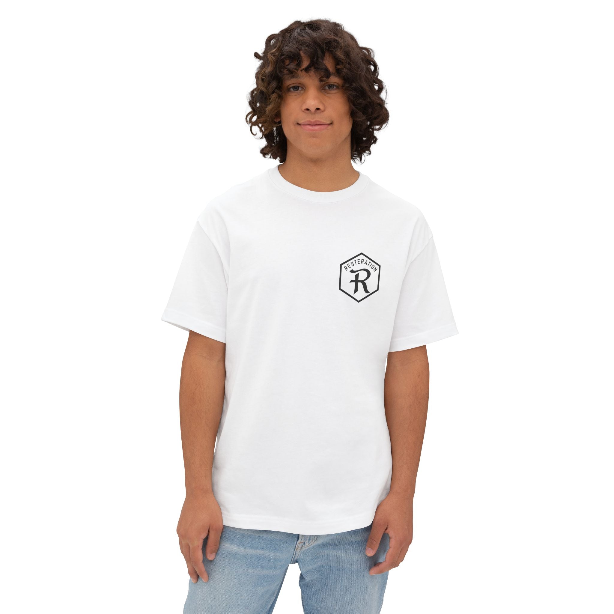 RESTERATION Oversized Boxy Tee — Colossians 3:23 Scripture Back Print - RESTERATION