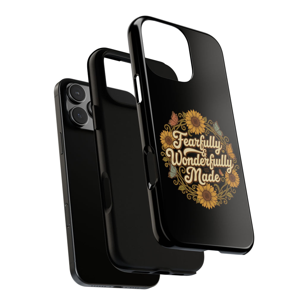 RESTERATION Phone Case — 'Fearfully & Wonderfully Made' Sunflower Floral Cover #1