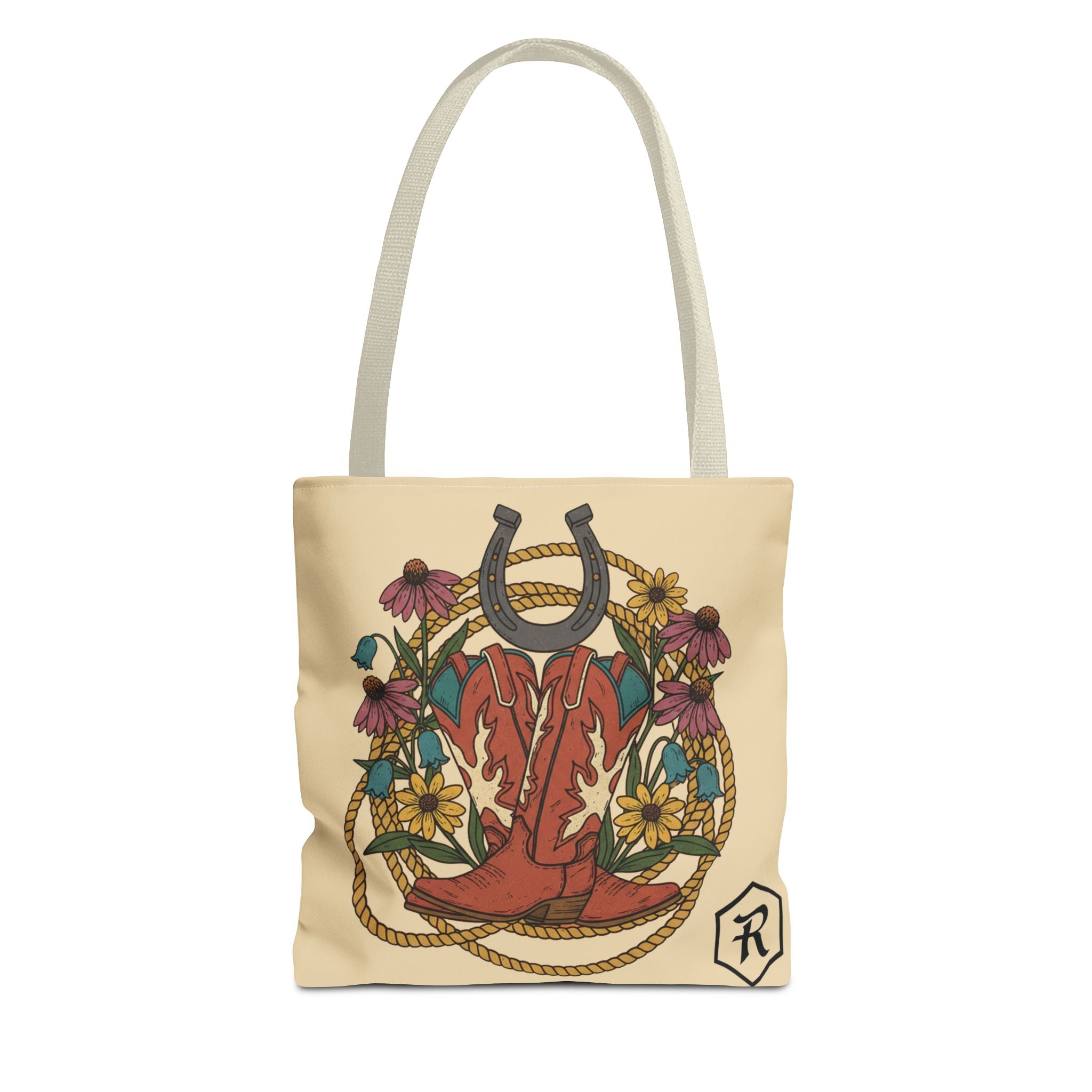 RESTERATION 'Chosen' Faith Tote Bag — Western Floral & Horseshoe | Scripture Tote | 3 Sizes