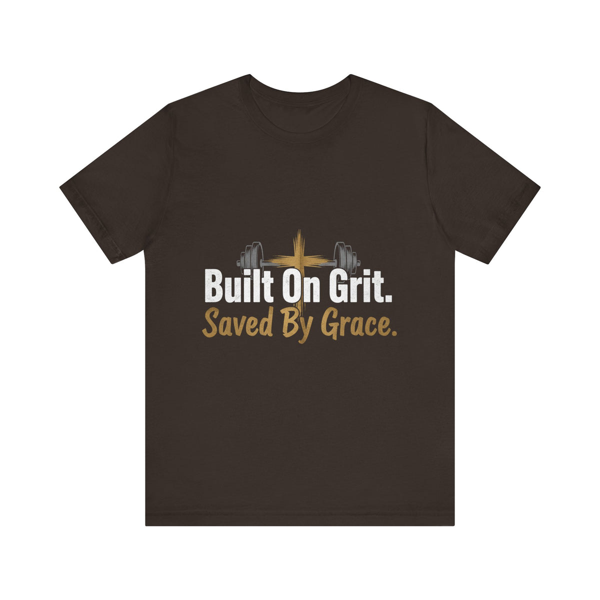Saved By Grace Christian Tee — Cross & Weights Faith Fitness Shirt - RESTERATION