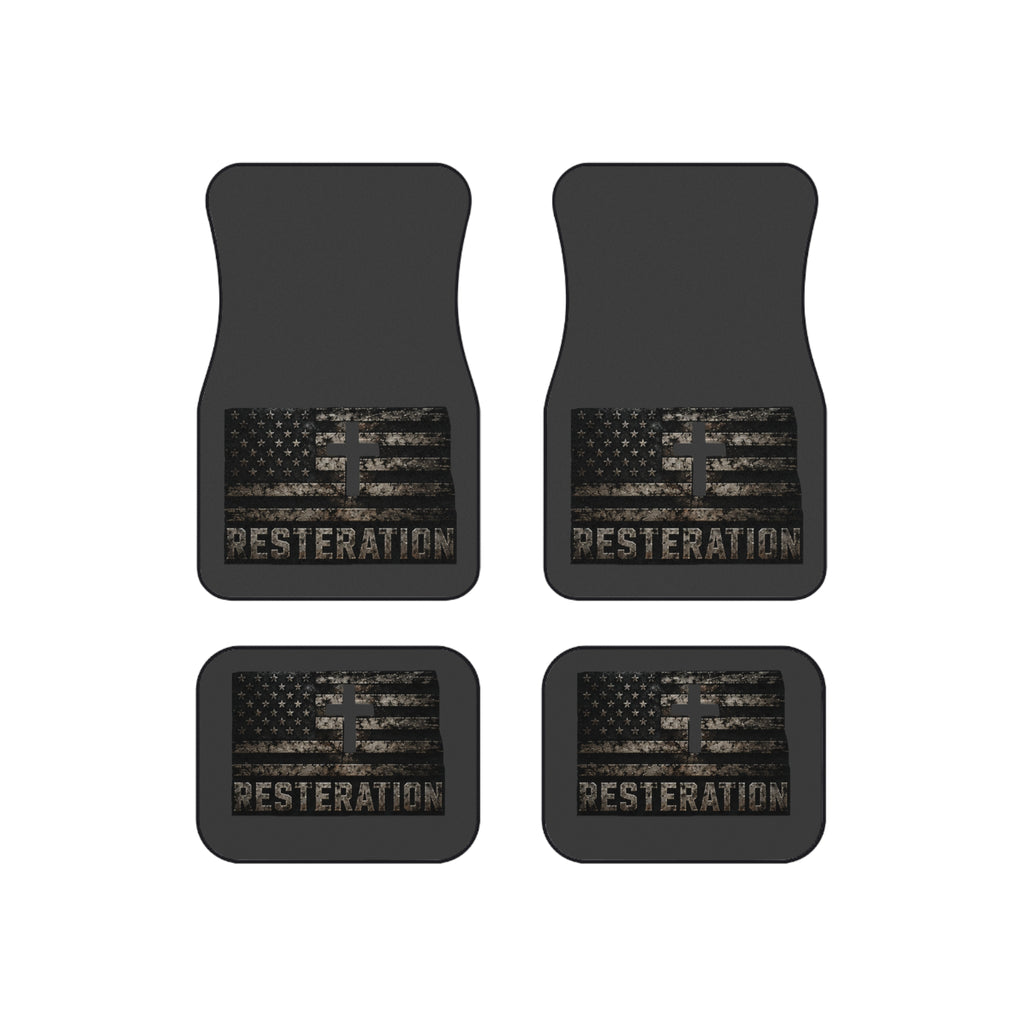 Distressed American Flag Car Mat Set — 4-Pack 2 - RESTERATION