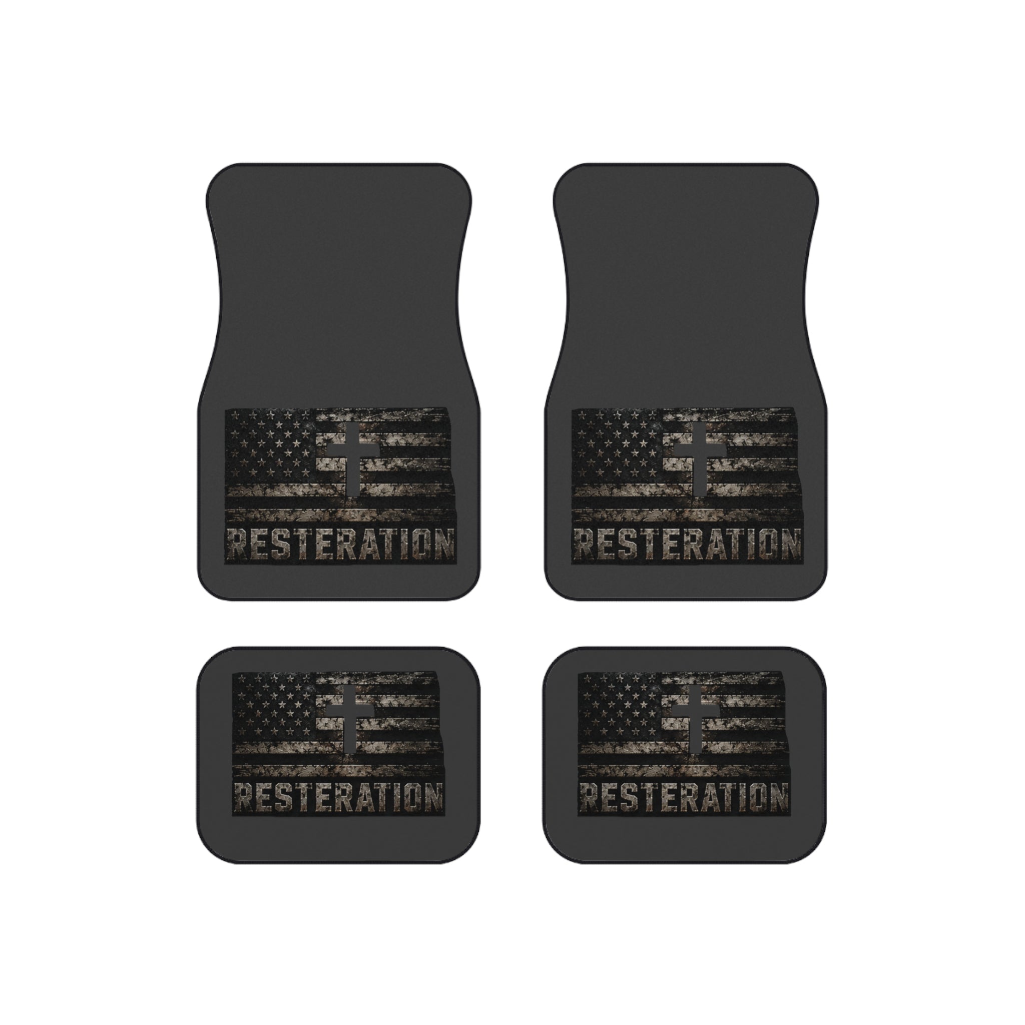 Distressed American Flag Car Mat Set — 4-Pack 2 - RESTERATION