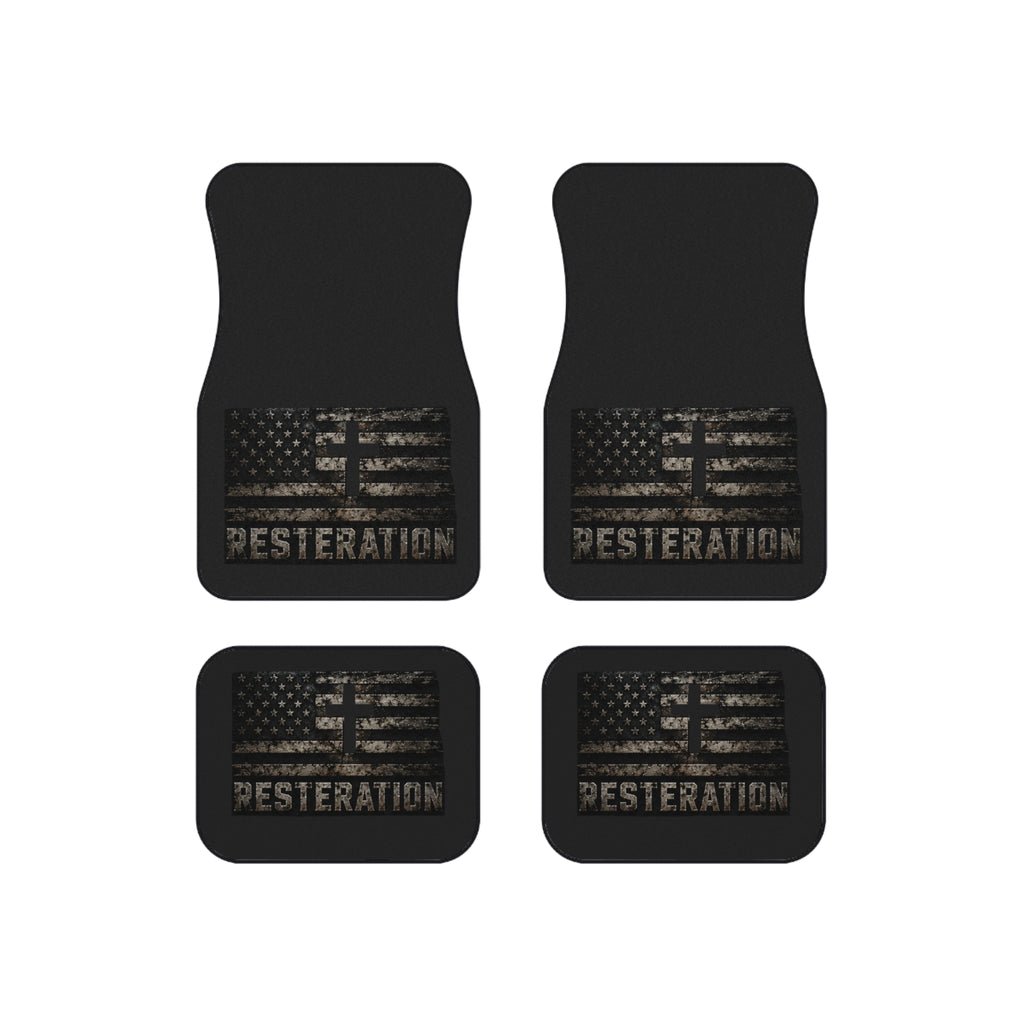 Distressed American Flag Car Mat Set — RESTERATION 4-Pack Floor Mats