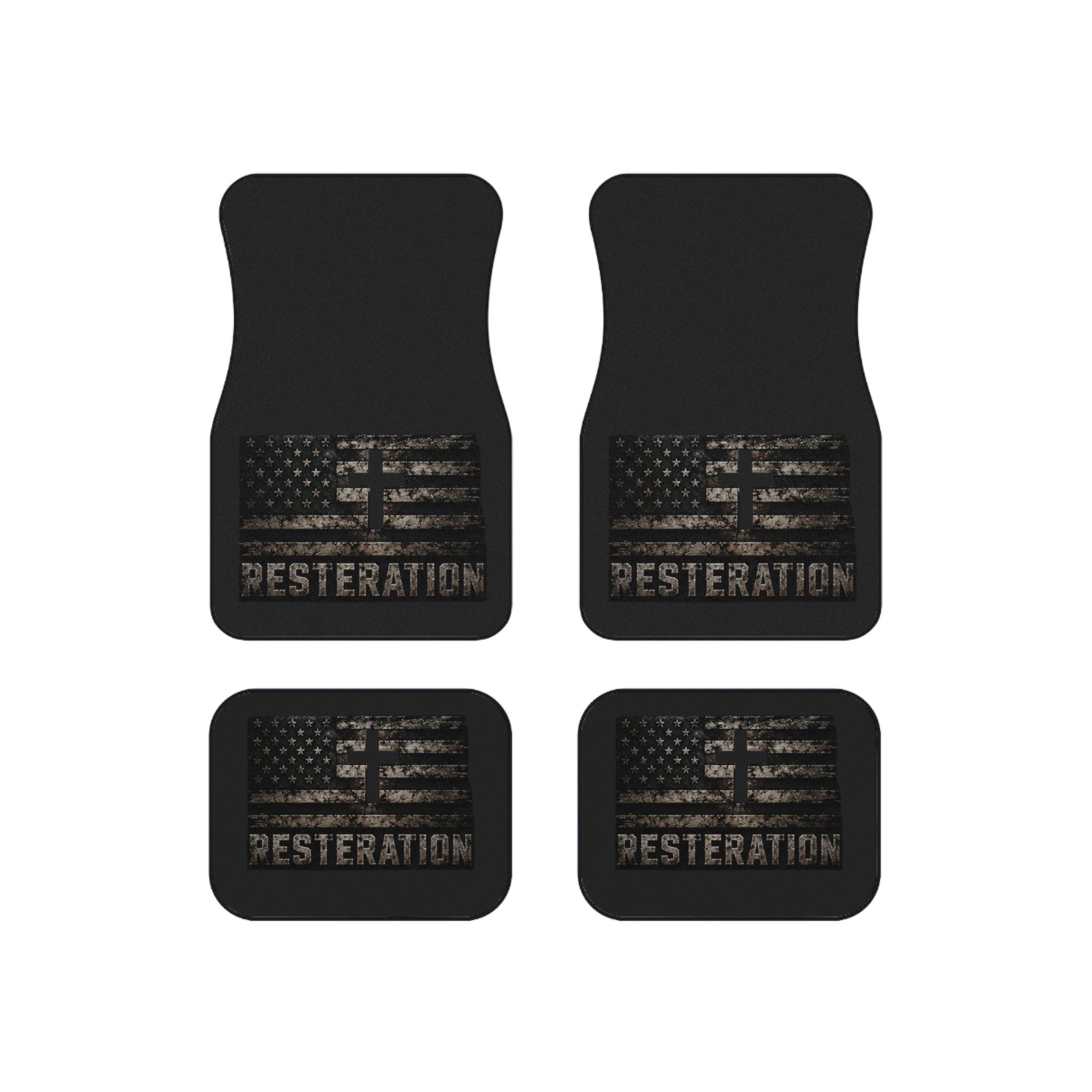 Distressed American Flag Car Mat Set — RESTERATION 4-Pack Floor Mats