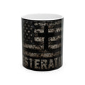 RESTERATION Veteran Faith Accent Mug — American Flag Cross Design | 11oz & 15oz