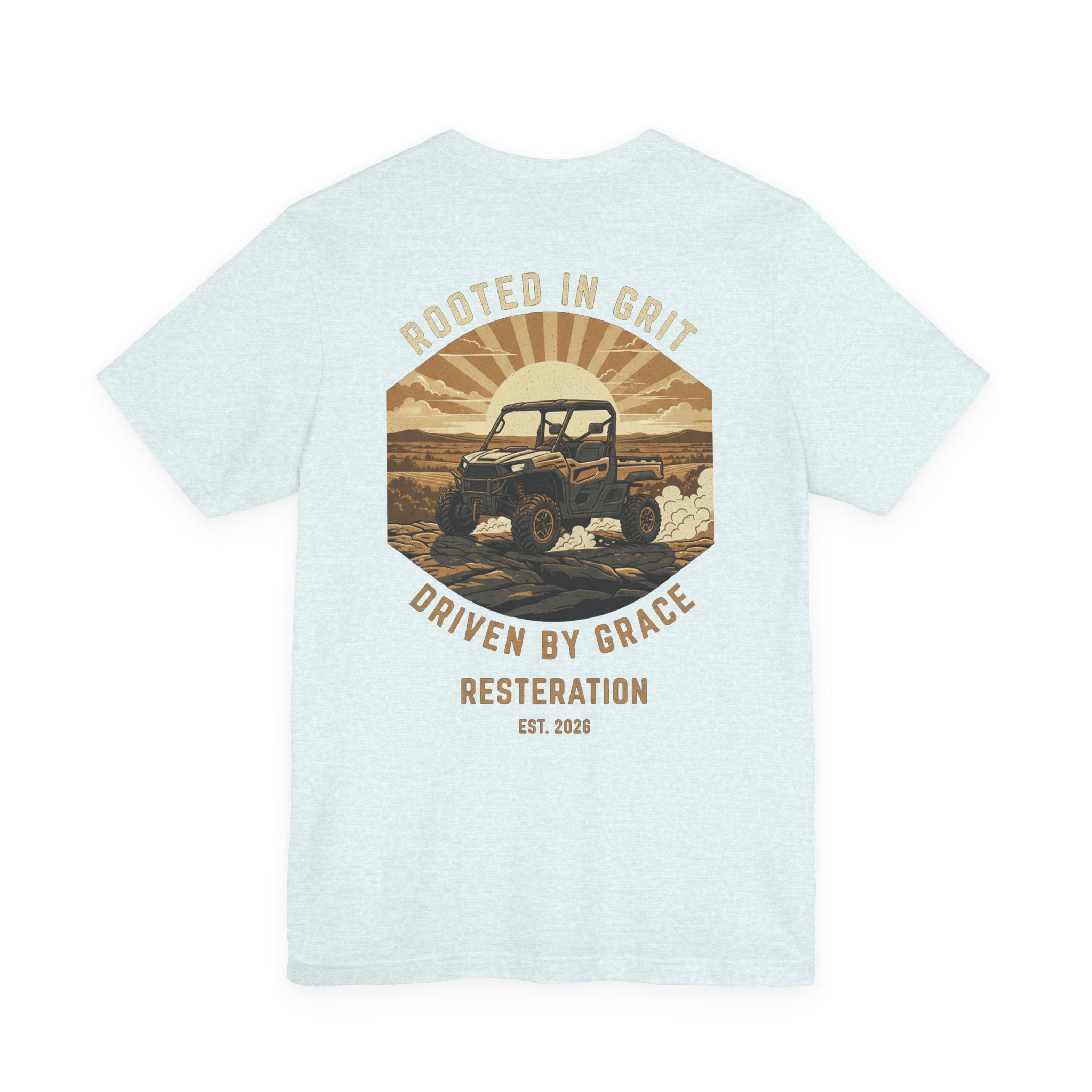 Christian Off-Road T-Shirt | "Rooted in Grit, Driven by Grace" | Faith UTV Tee - RESTERATION