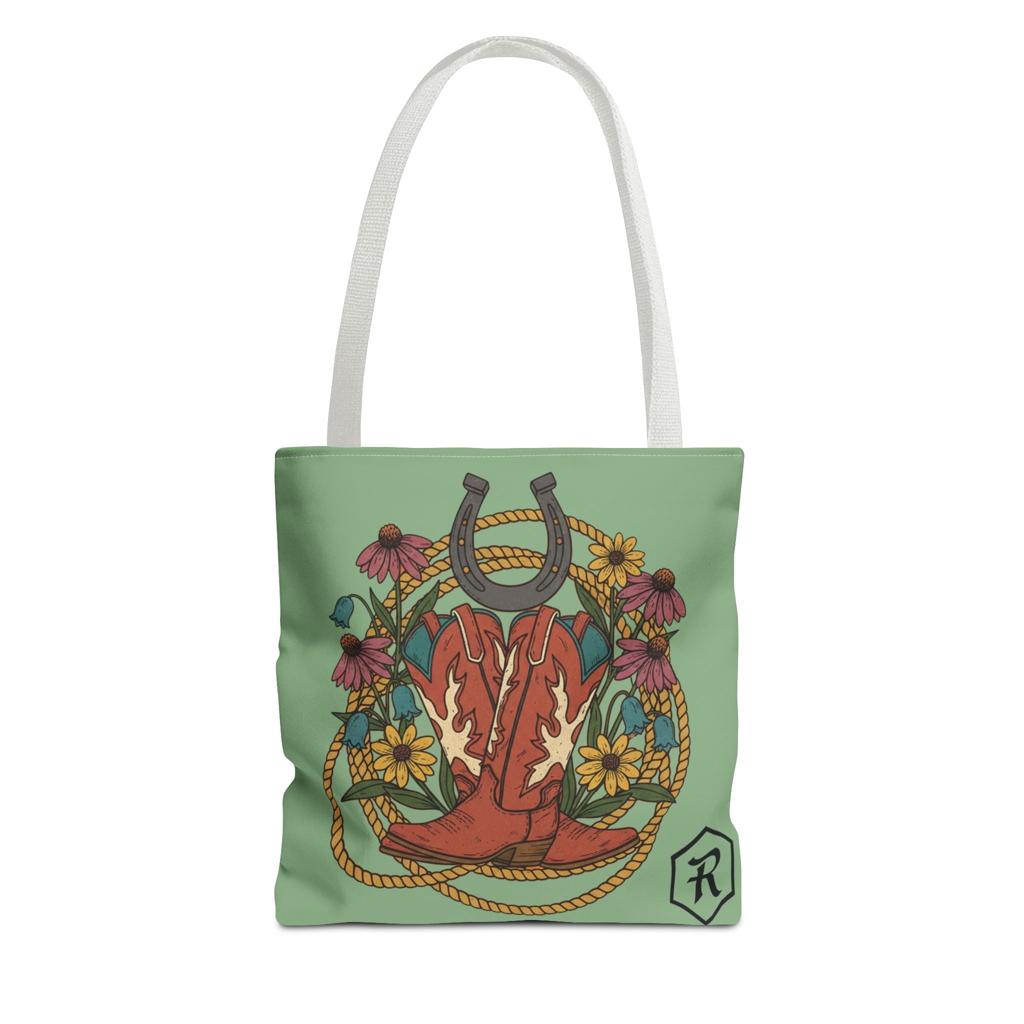 RESTERATION 'Chosen' Faith Tote Bag — Western Floral & Horseshoe Design | 3 Sizes