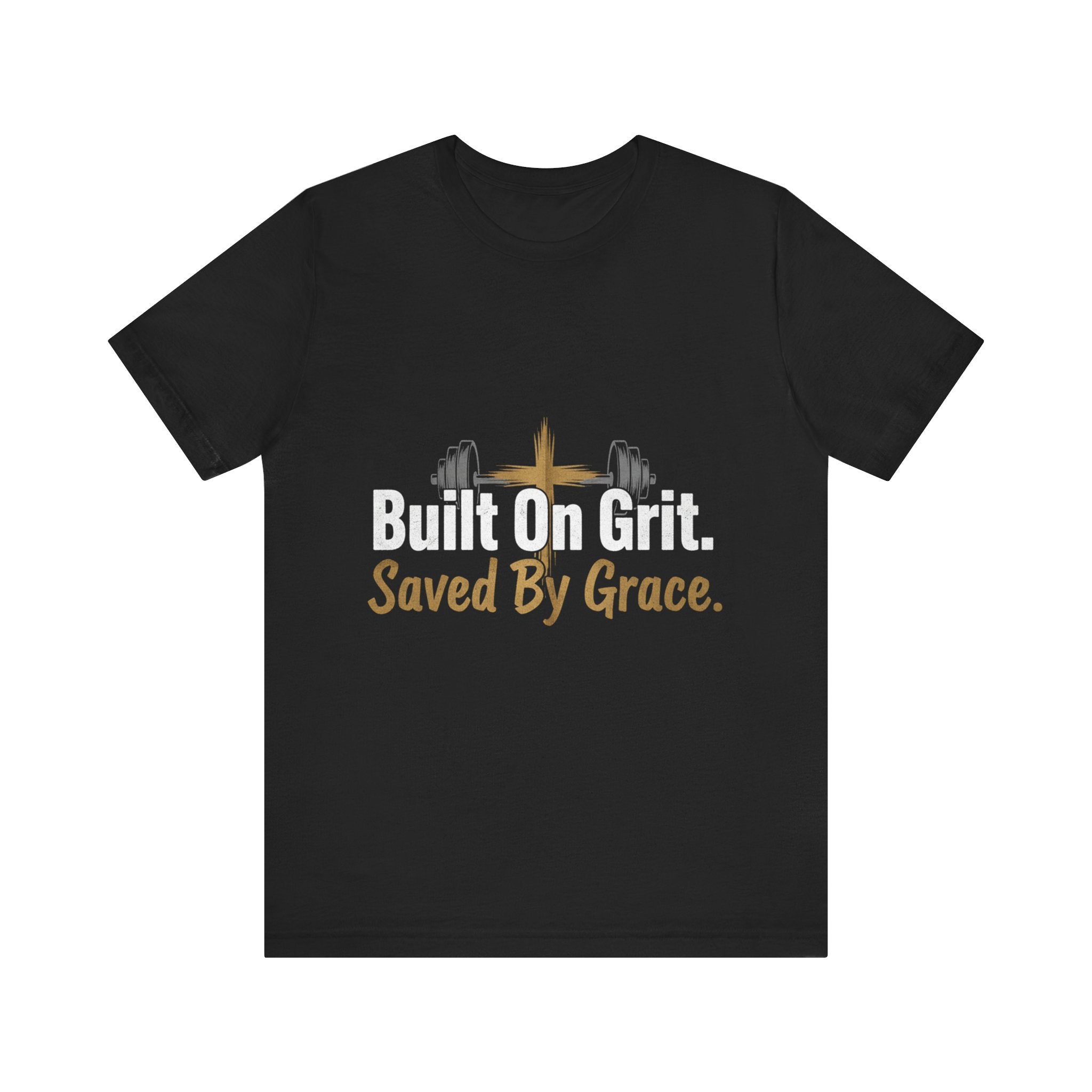 Saved By Grace Christian Tee — Cross & Weights Faith Fitness Shirt