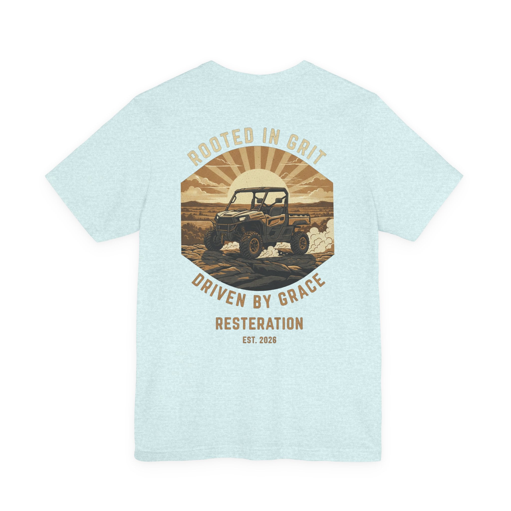 Christian Off-Road T-Shirt | "Rooted in Grit, Driven by Grace" | Faith UTV Tee - RESTERATION