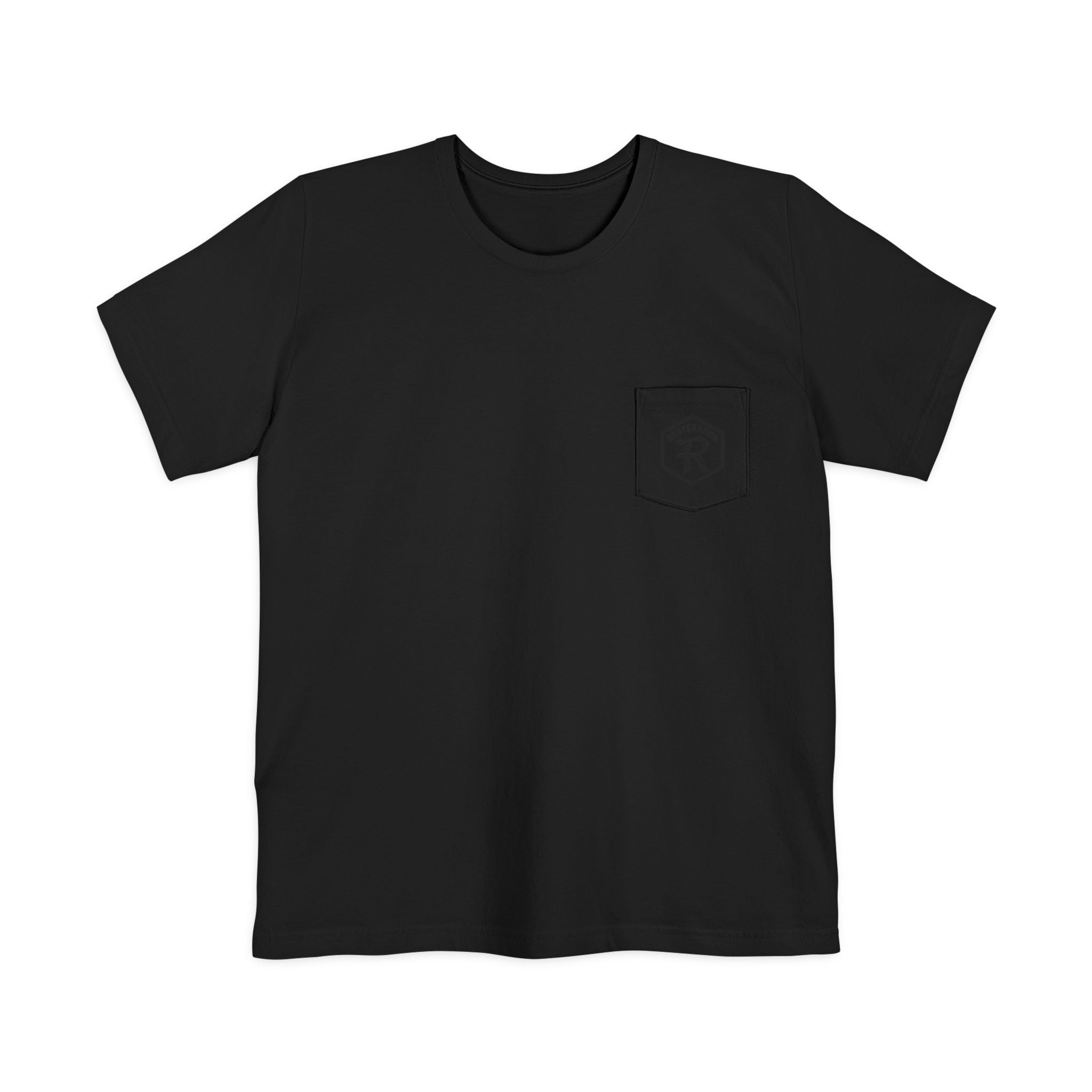 Christian Cross Pocket T-Shirt — Three Crosses Scenic Back Print