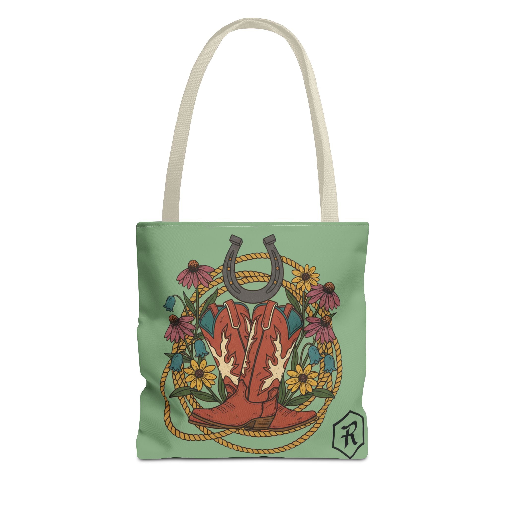 RESTERATION 'Chosen' Faith Tote Bag — Western Floral & Horseshoe Design | 3 Sizes