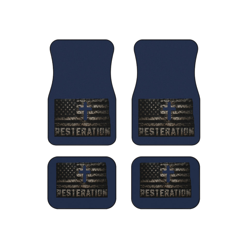 Distressed American Flag Car Mat Set — 4-Pack 3 - RESTERATION