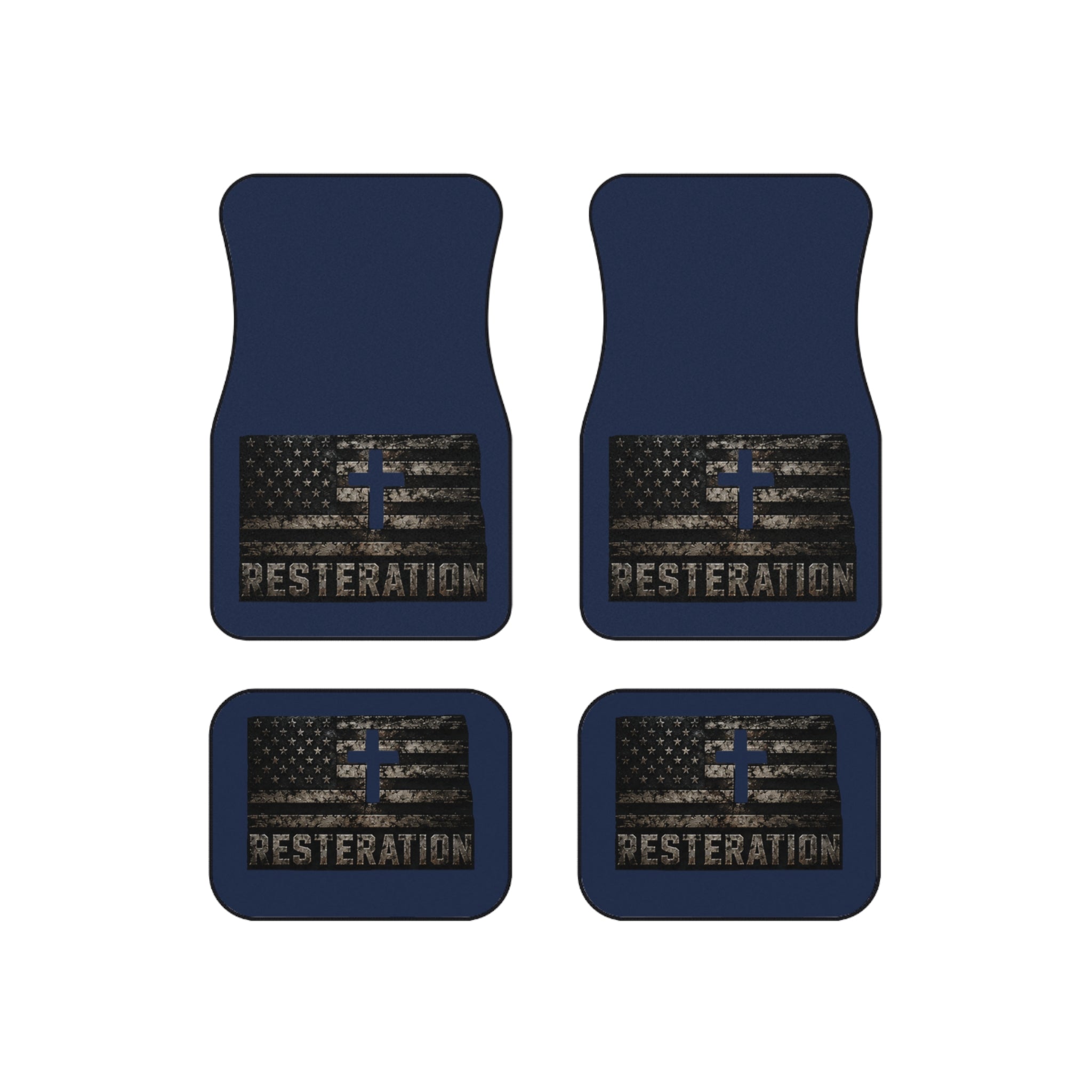 Distressed American Flag Car Mat Set — 4-Pack 3 - RESTERATION