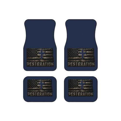 Distressed American Flag Car Mat Set — 4-Pack 4 - RESTERATION