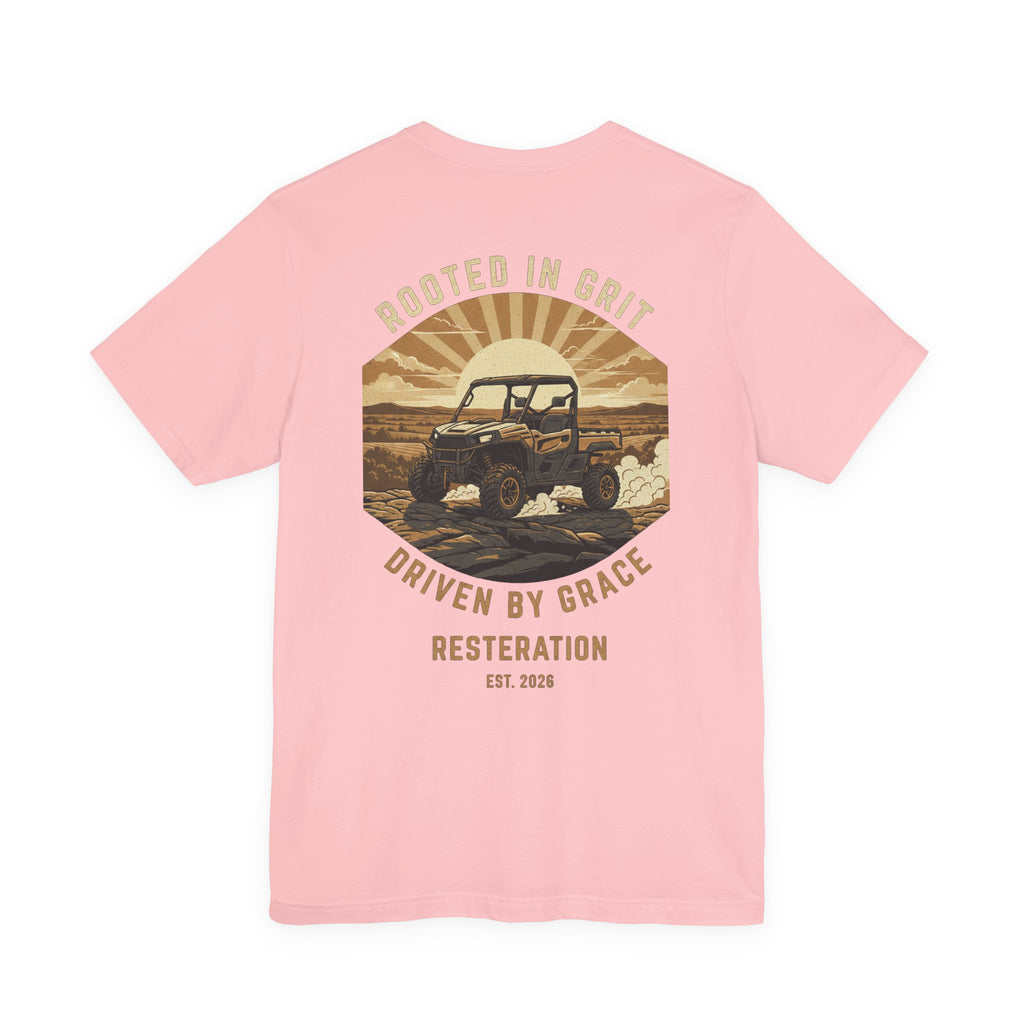 Christian Off-Road T-Shirt | "Rooted in Grit, Driven by Grace" | Faith UTV Tee - RESTERATION