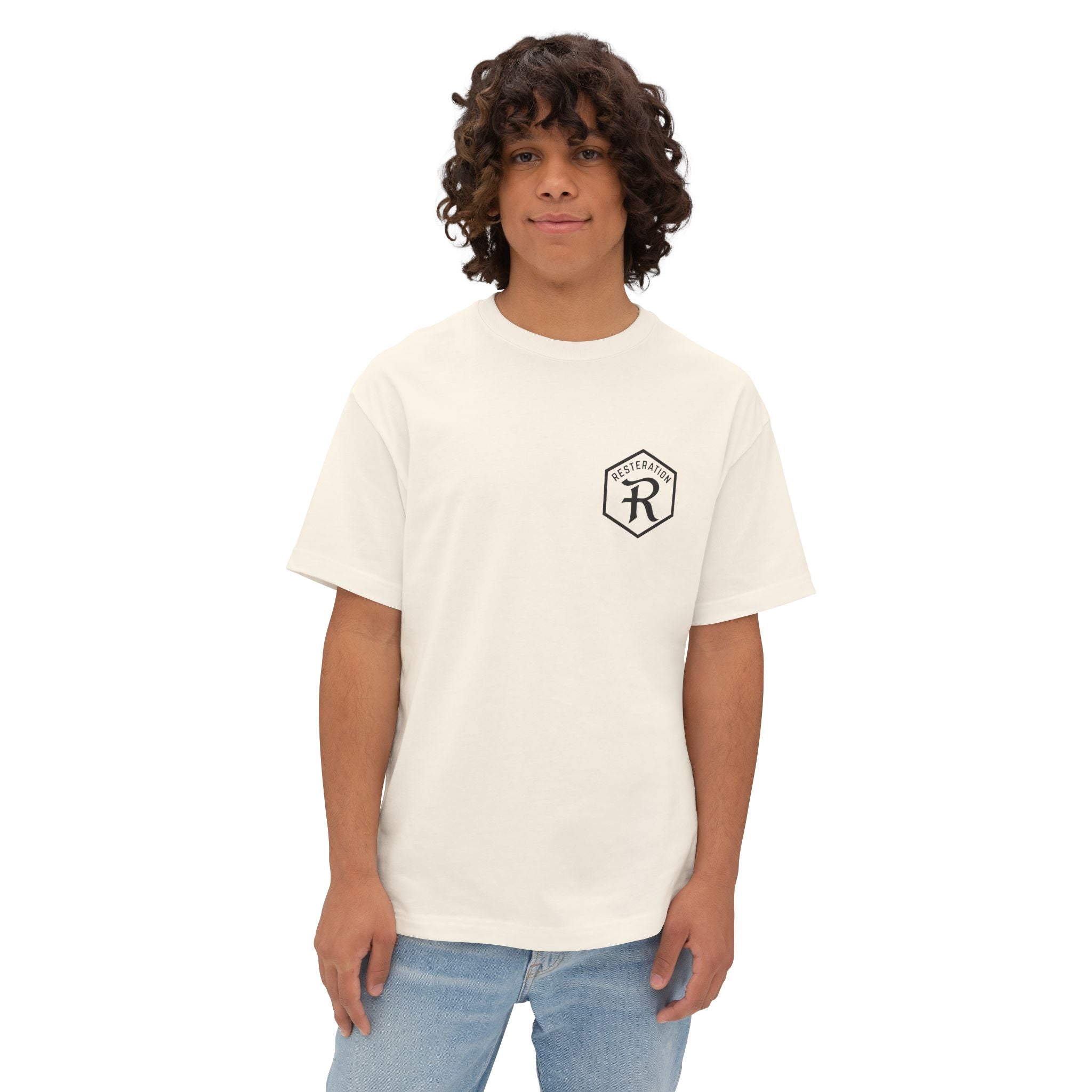 RESTERATION Oversized Boxy Tee — Colossians 3:23 Scripture Back Print - RESTERATION