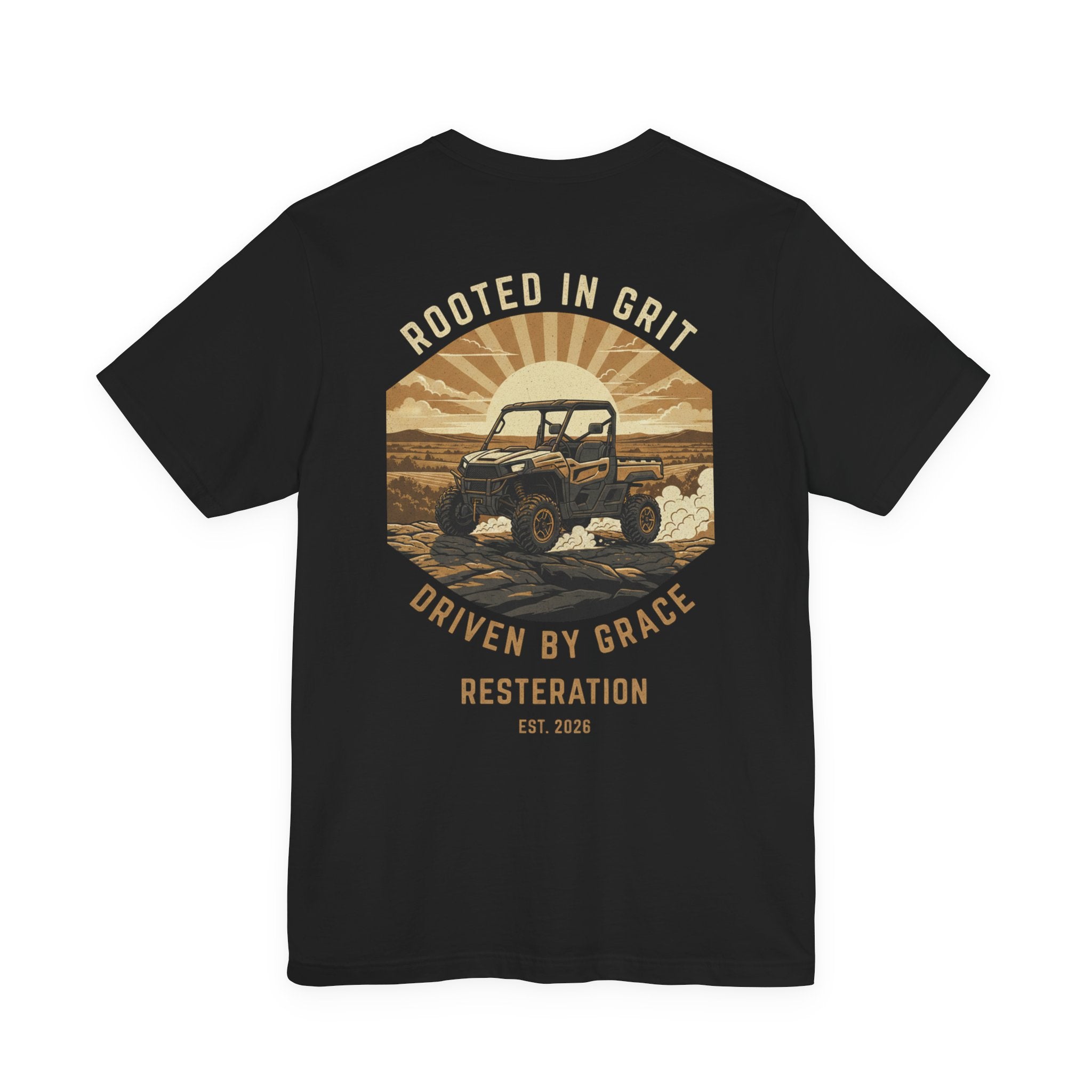 Christian Off-Road T-Shirt | "Rooted in Grit, Driven by Grace" | Faith UTV Tee - RESTERATION