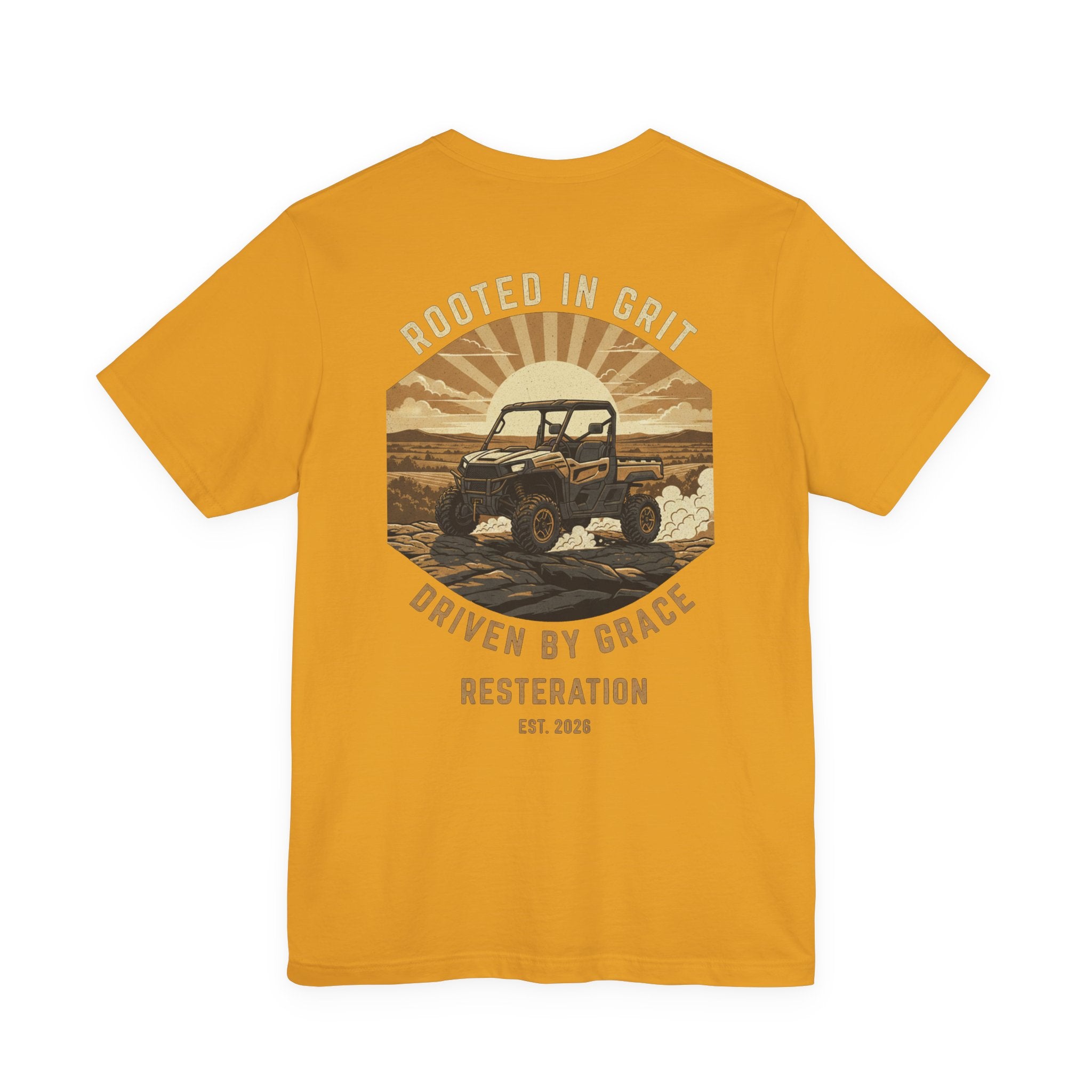 Christian Off-Road T-Shirt | "Rooted in Grit, Driven by Grace" | Faith UTV Tee - RESTERATION
