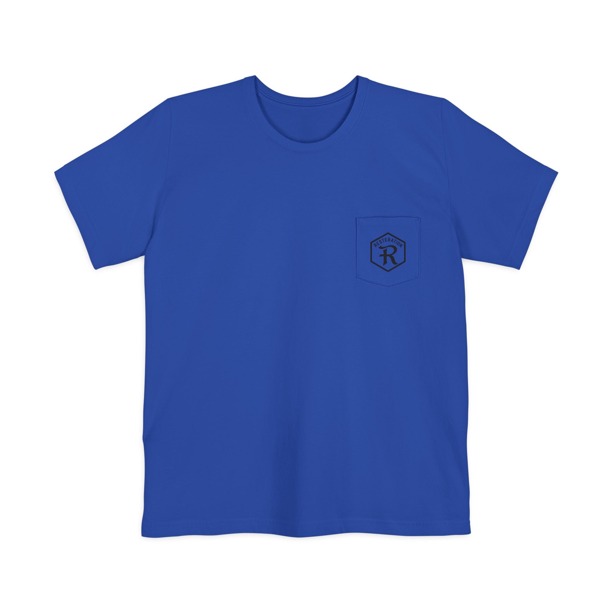 Christian Cross Pocket T-Shirt — Three Crosses Scenic Back Print
