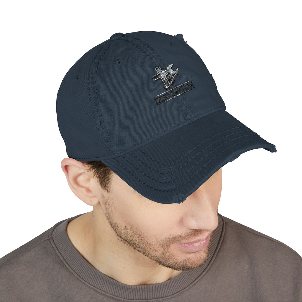 RESTERATION Distressed Dad Hat — Built for the Long Day - RESTERATION