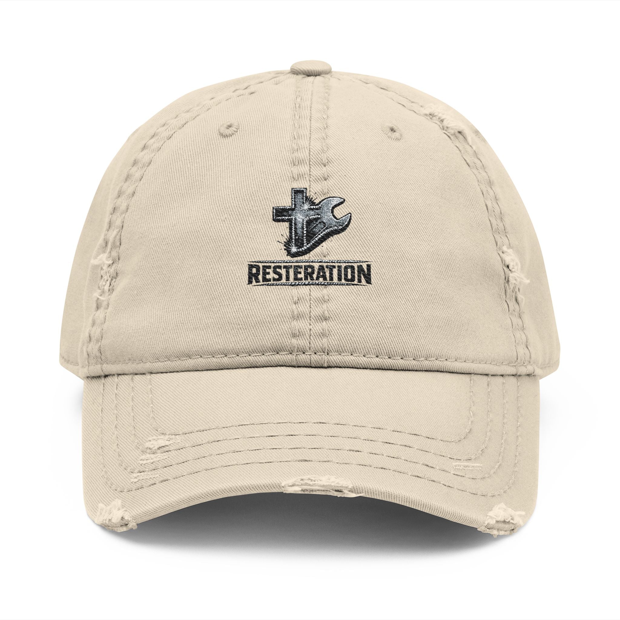 RESTERATION Distressed Dad Hat — Built for the Long Day - RESTERATION