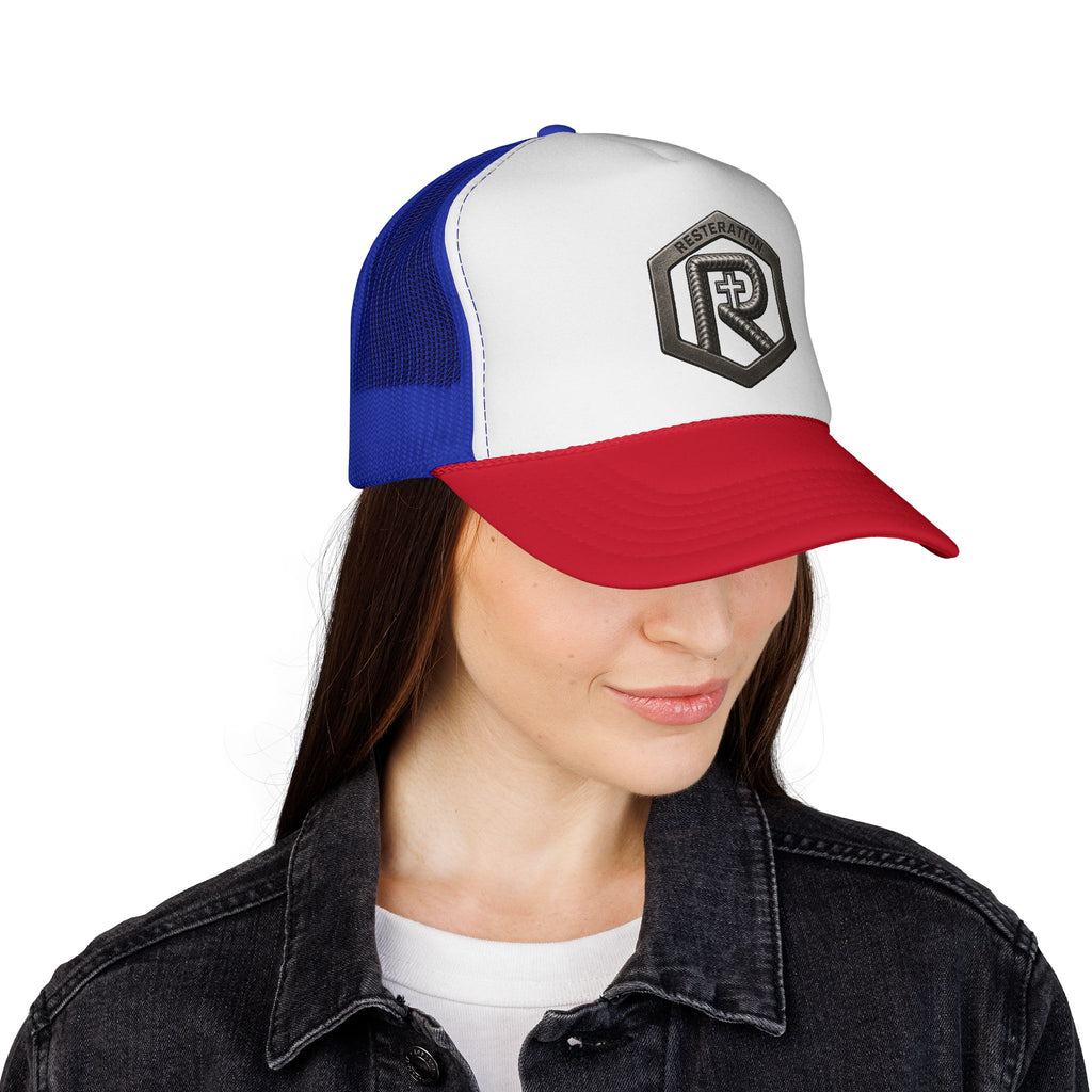 RESTERATION Trucker Cap — Embroidered Shield Logo - RESTERATION