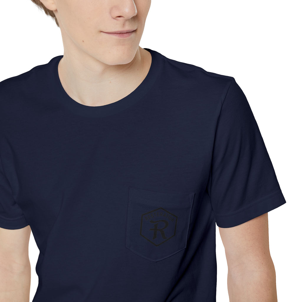 Christian Cross T-Shirt | Three Crosses Scenic Back Print | Faith Pocket Tee - RESTERATION