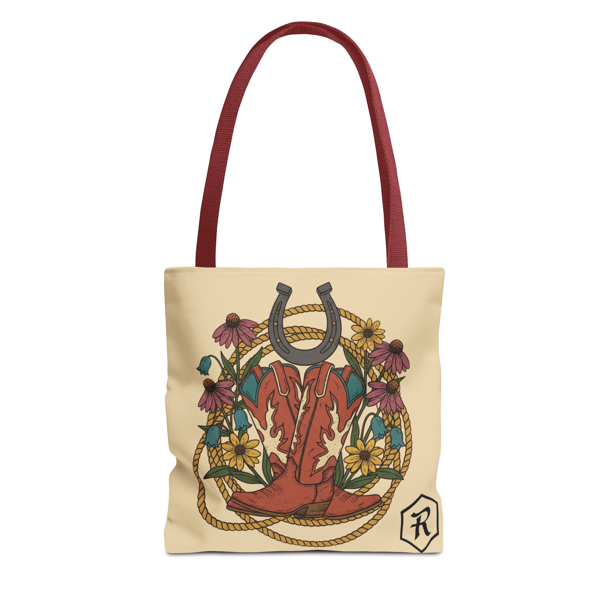 RESTERATION 'Chosen' Faith Tote Bag — Western Floral & Horseshoe | Scripture Tote | 3 Sizes