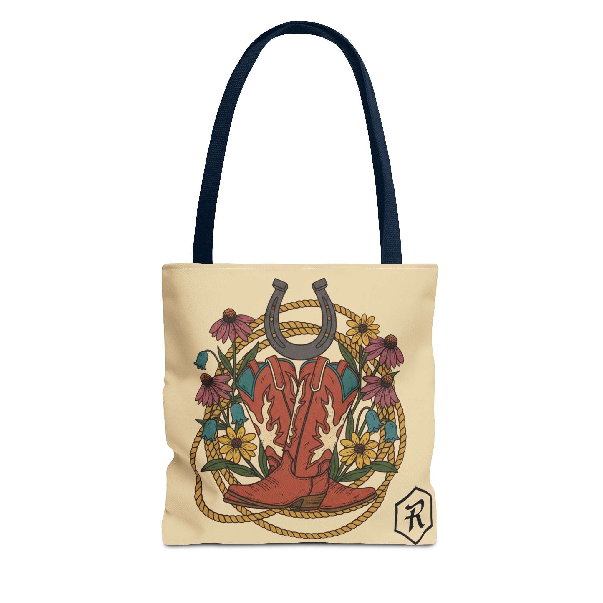 RESTERATION 'Chosen' Faith Tote Bag — Western Floral & Horseshoe | Scripture Tote | 3 Sizes