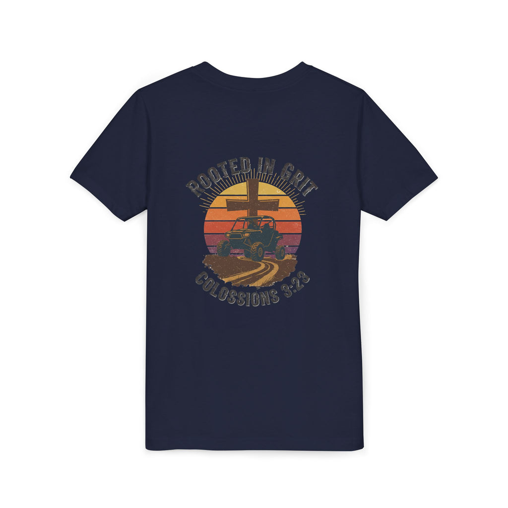 Rooted in Grit — Christian Youth T-Shirt (Colossians 3:23) - RESTERATION