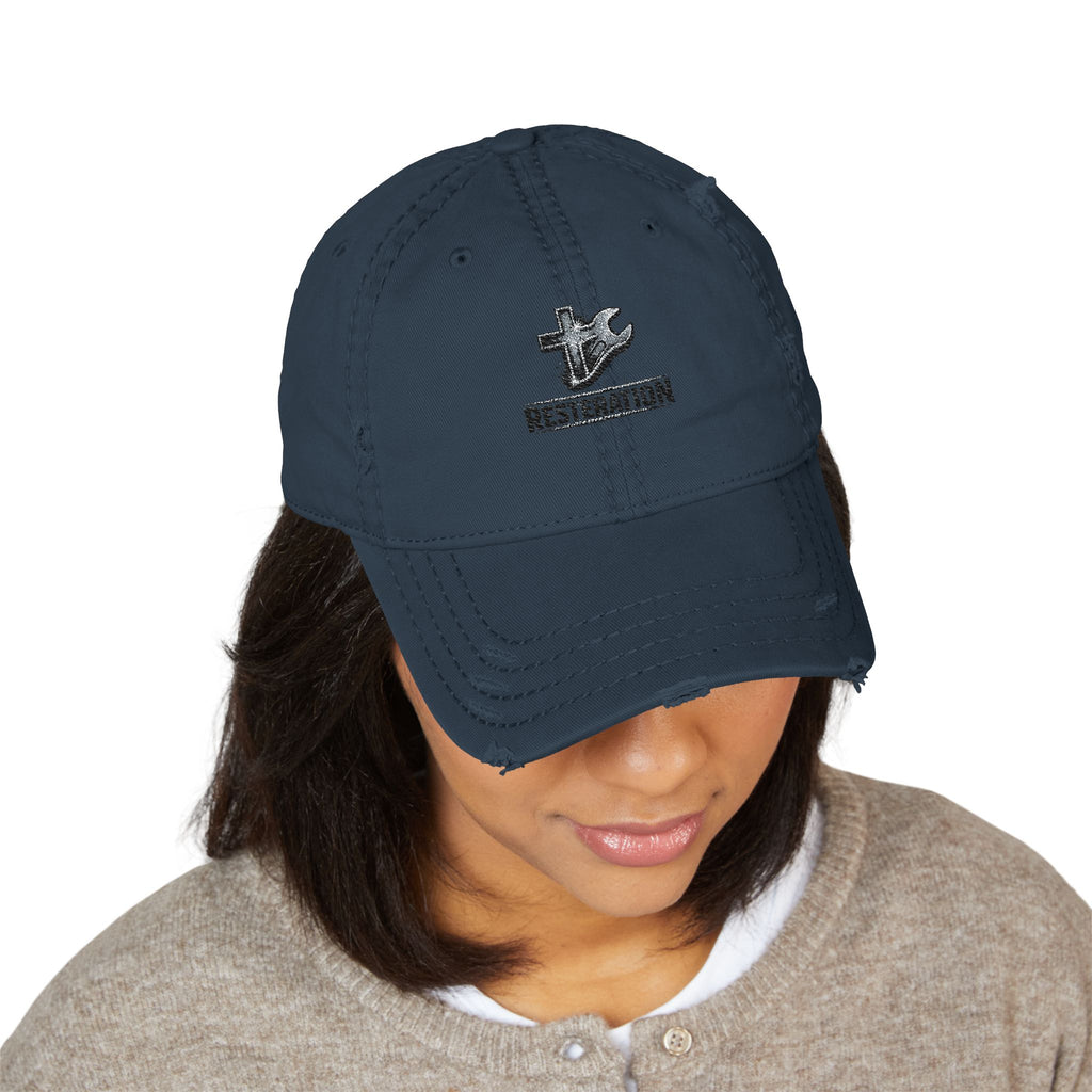RESTERATION Distressed Dad Hat — Built for the Long Day - RESTERATION
