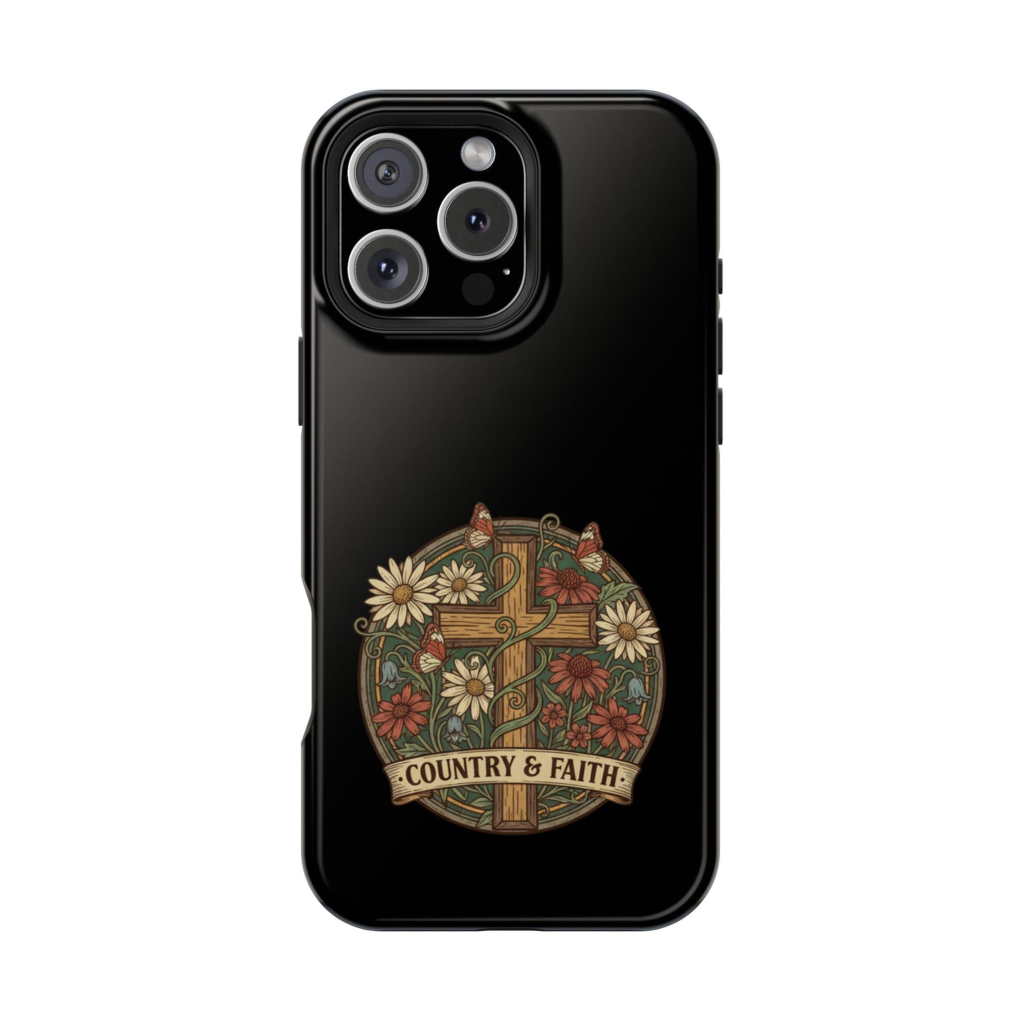 RESTERATION Phone Case — Country & Faith Cross Magnetic Impact-Resistant Cover #1
