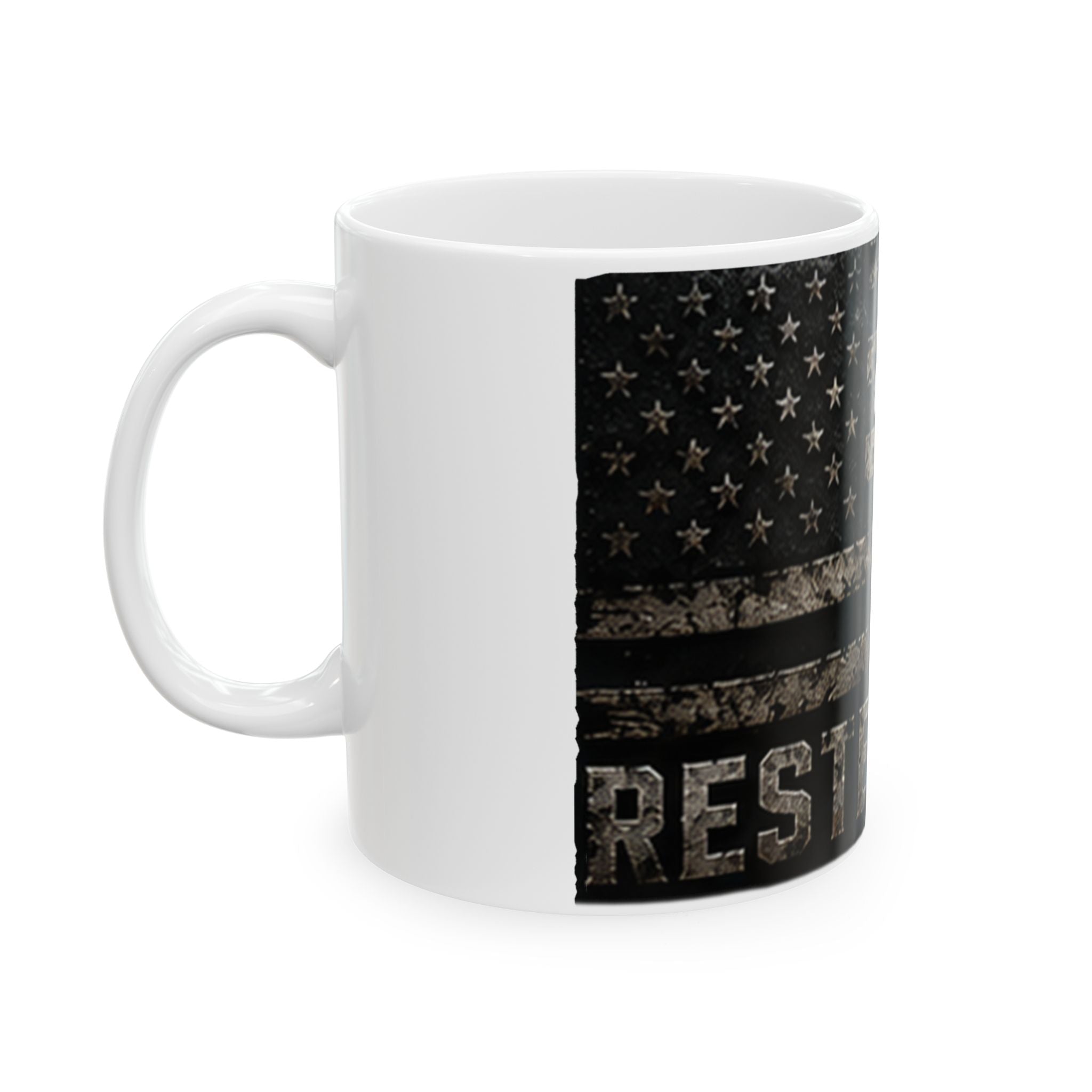 RESTERATION Faith & Flag Accent Mug — Christian Cross Coffee Cup | 11oz & 15oz