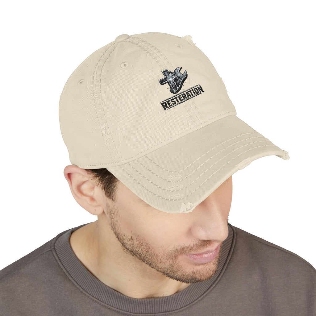RESTERATION Distressed Dad Hat — Built for the Long Day - RESTERATION