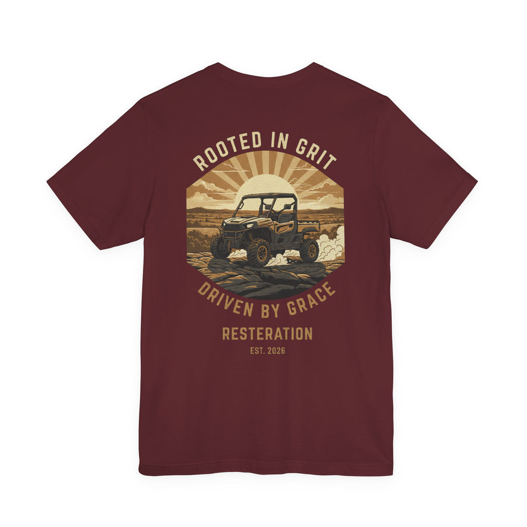 Christian Off-Road T-Shirt | "Rooted in Grit, Driven by Grace" | Faith UTV Tee - RESTERATION