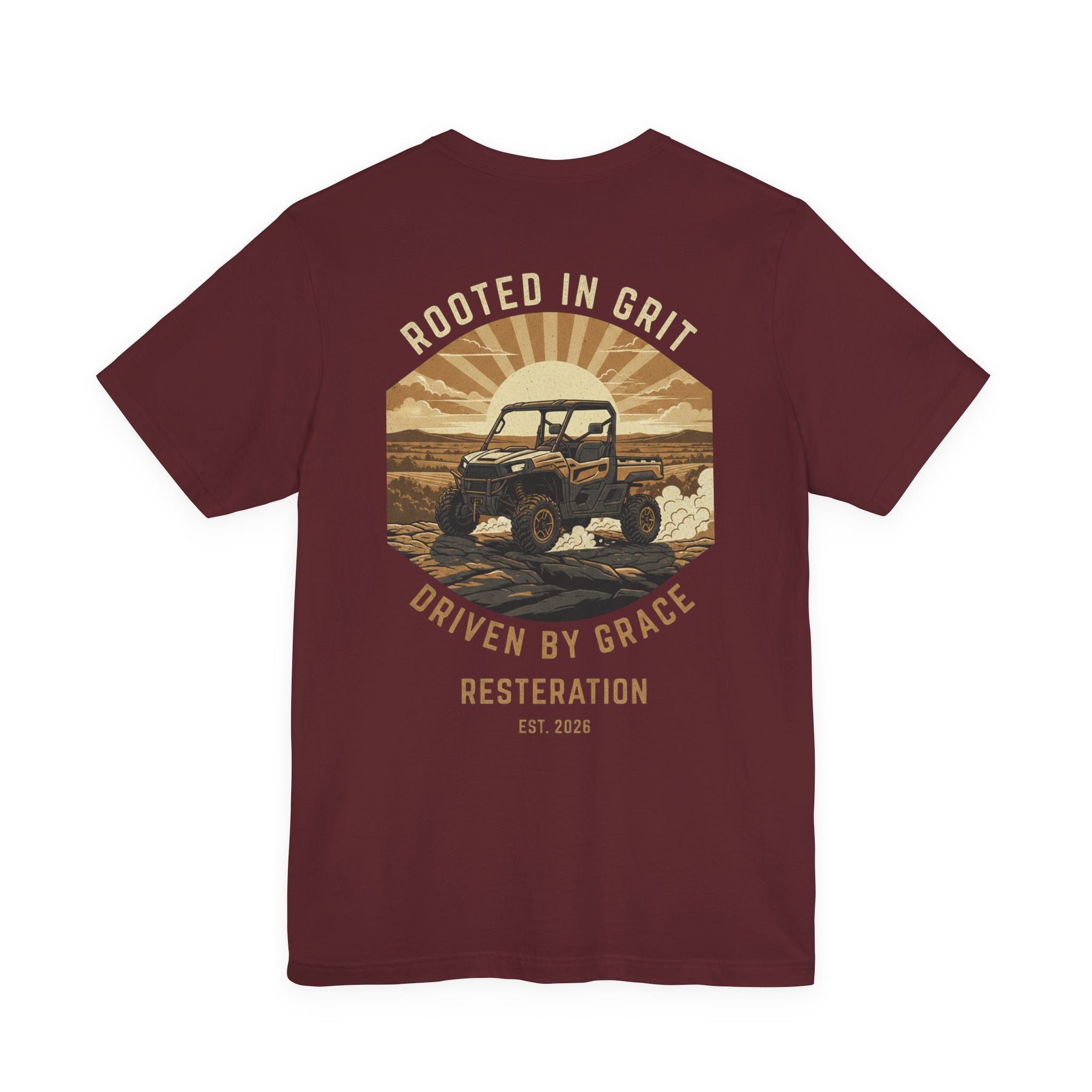 Christian Off-Road T-Shirt | "Rooted in Grit, Driven by Grace" | Faith UTV Tee - RESTERATION