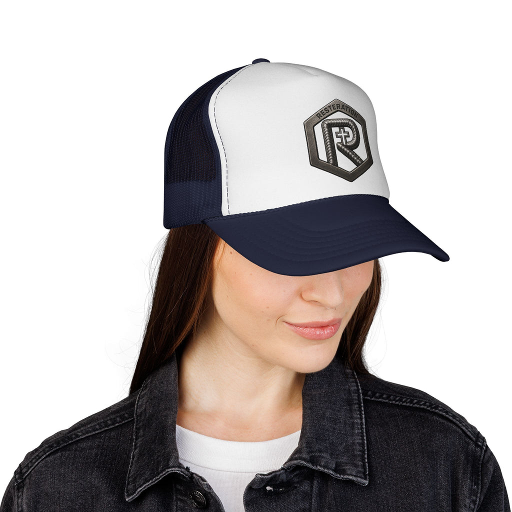 RESTERATION Trucker Cap — Embroidered Shield Logo - RESTERATION
