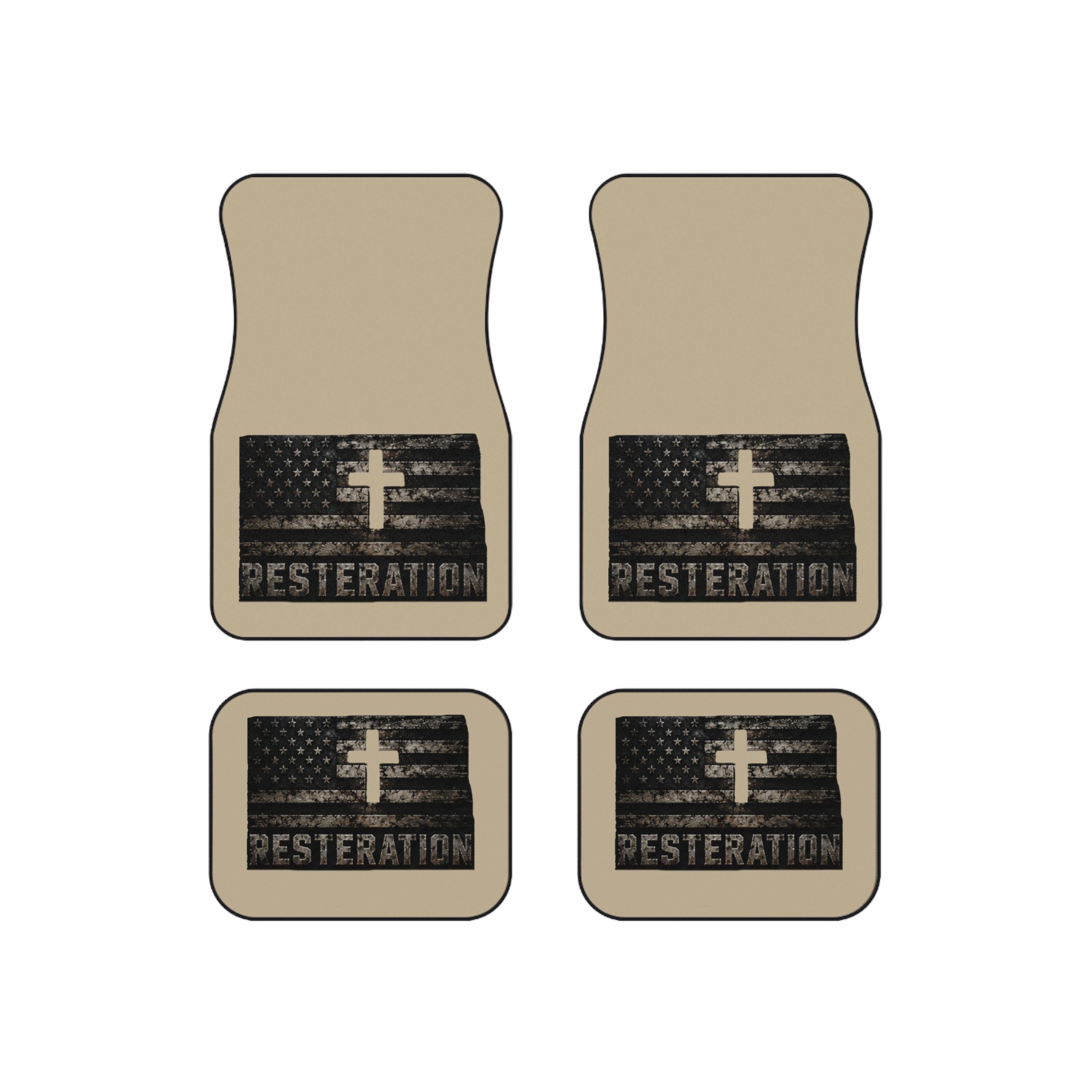 Distressed American Flag Car Mat Set — 4-Pack 5 - RESTERATION