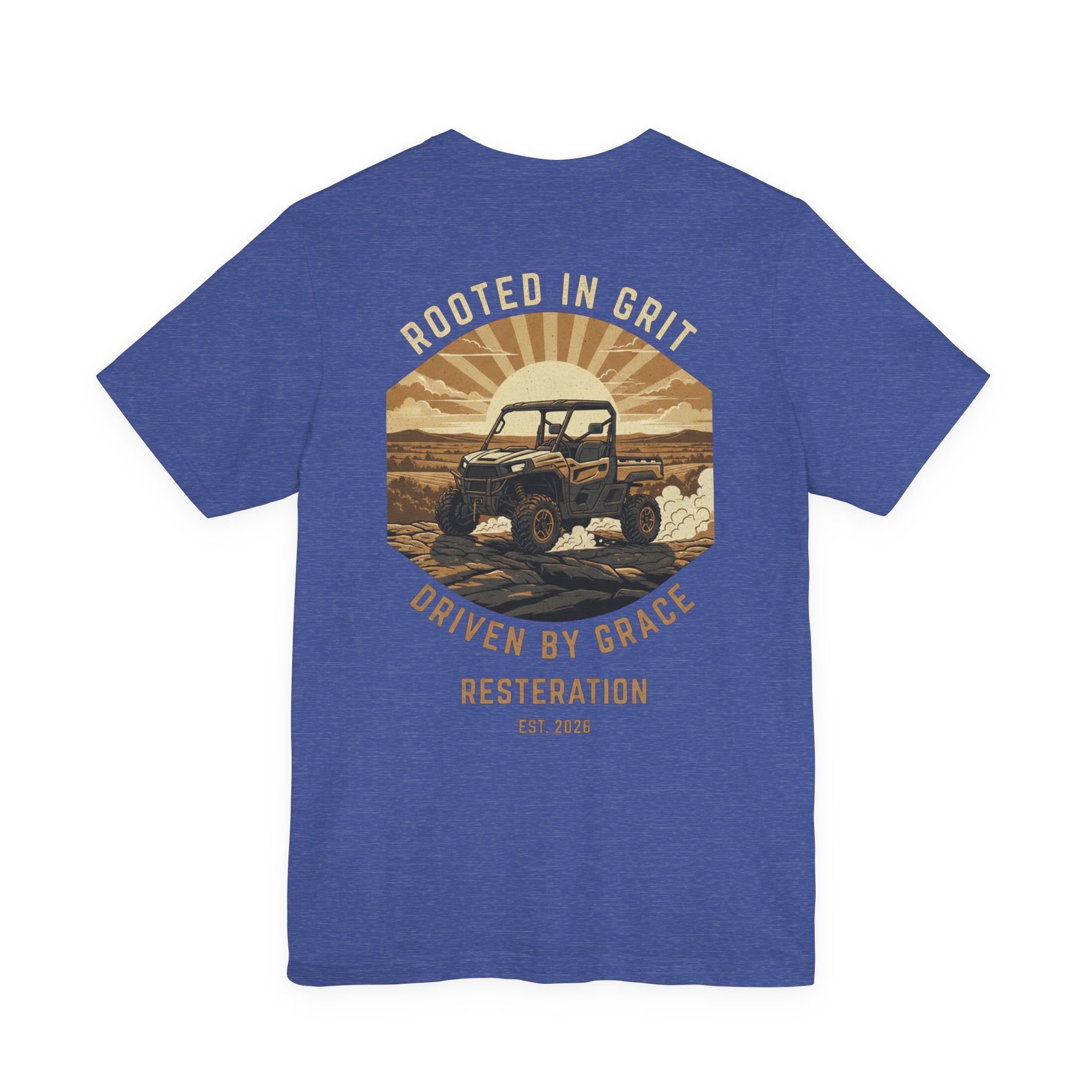 Christian Off-Road T-Shirt | "Rooted in Grit, Driven by Grace" | Faith UTV Tee - RESTERATION