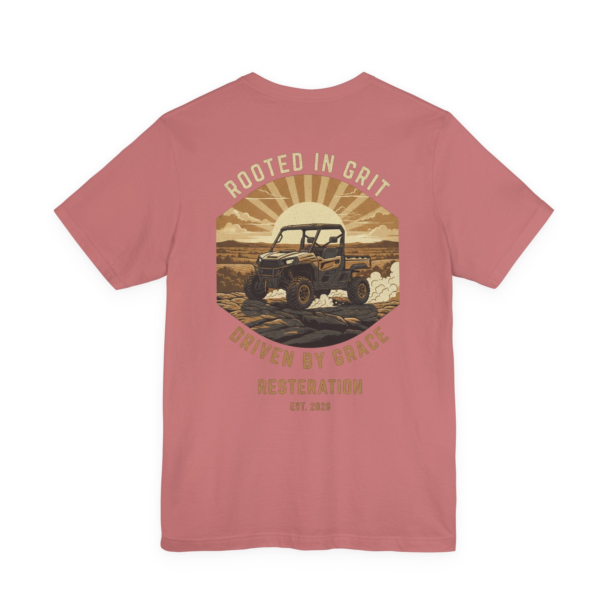 Christian Off-Road T-Shirt | "Rooted in Grit, Driven by Grace" | Faith UTV Tee - RESTERATION