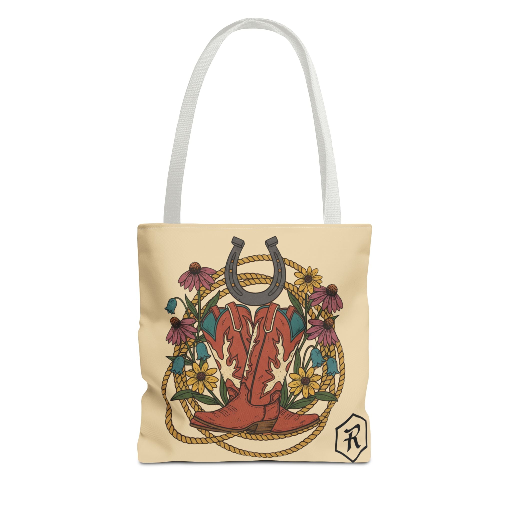 RESTERATION 'Chosen' Faith Tote Bag — Western Floral & Horseshoe | Scripture Tote | 3 Sizes