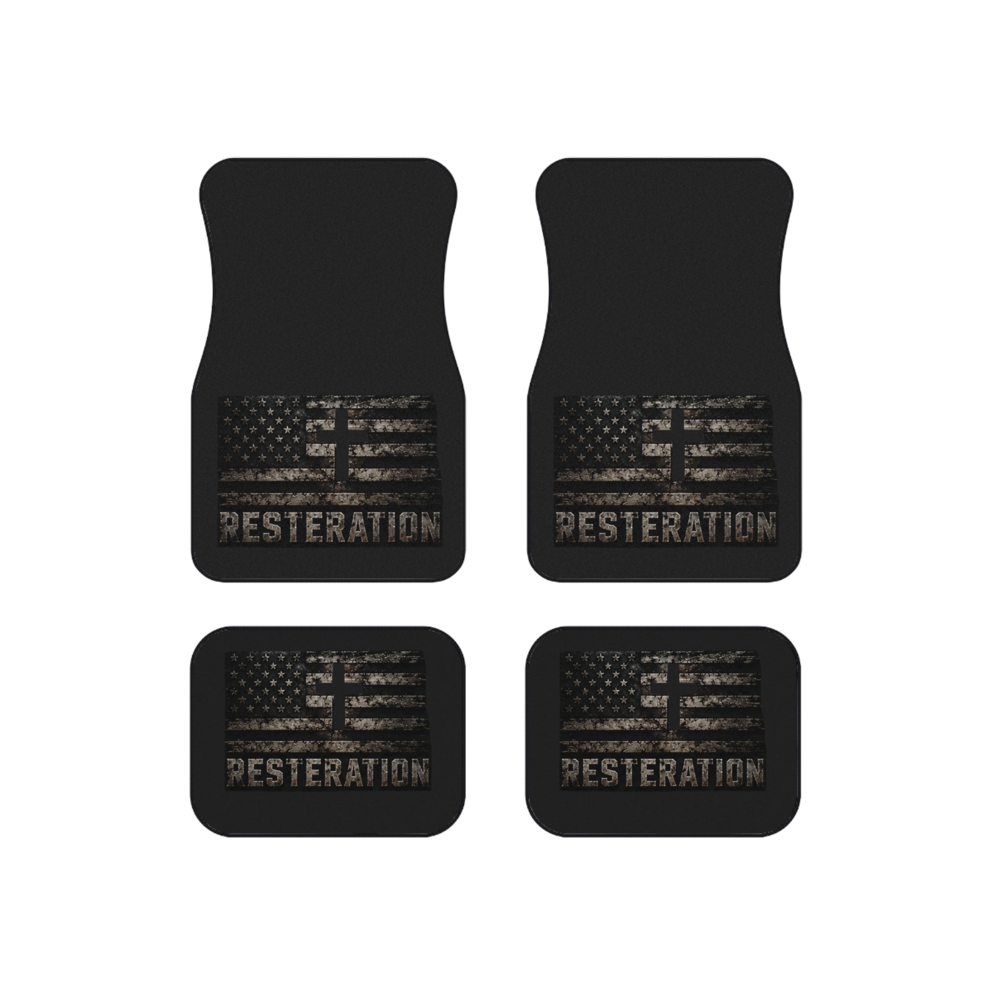 Distressed American Flag Car Mat Set — 4-Pack 1 - RESTERATION