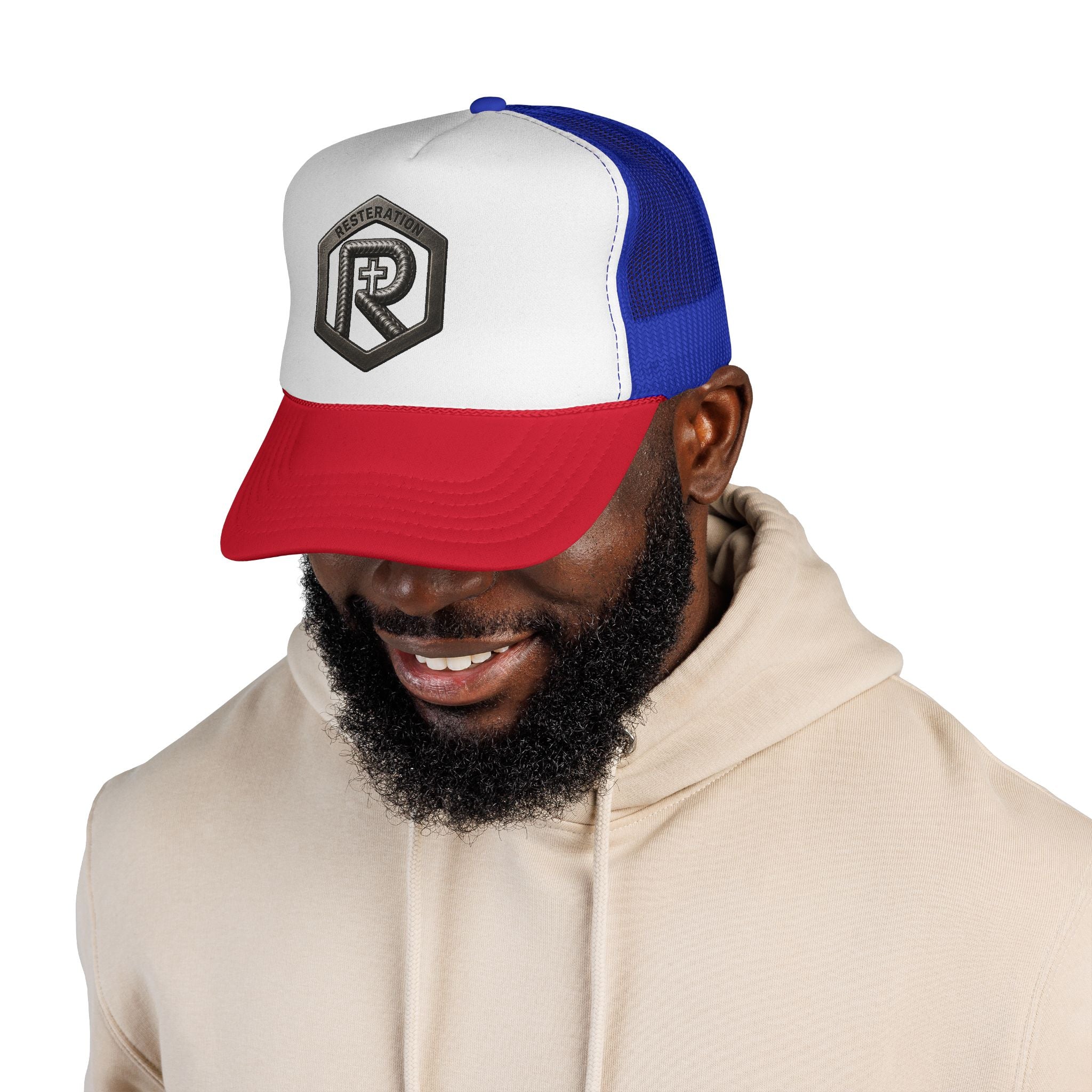 RESTERATION Trucker Cap — Embroidered Shield Logo - RESTERATION