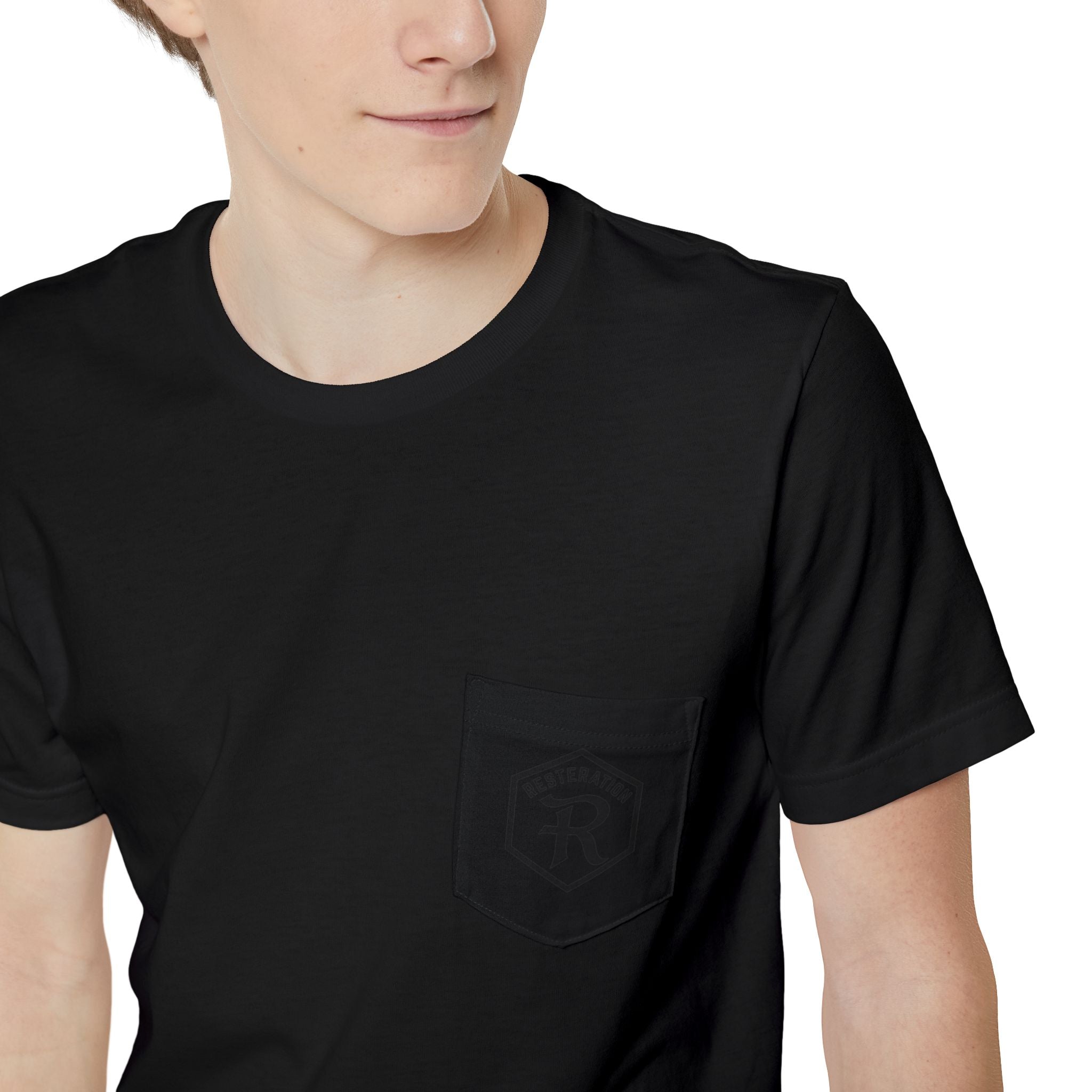 Christian Cross T-Shirt | Three Crosses Scenic Back Print | Faith Pocket Tee - RESTERATION
