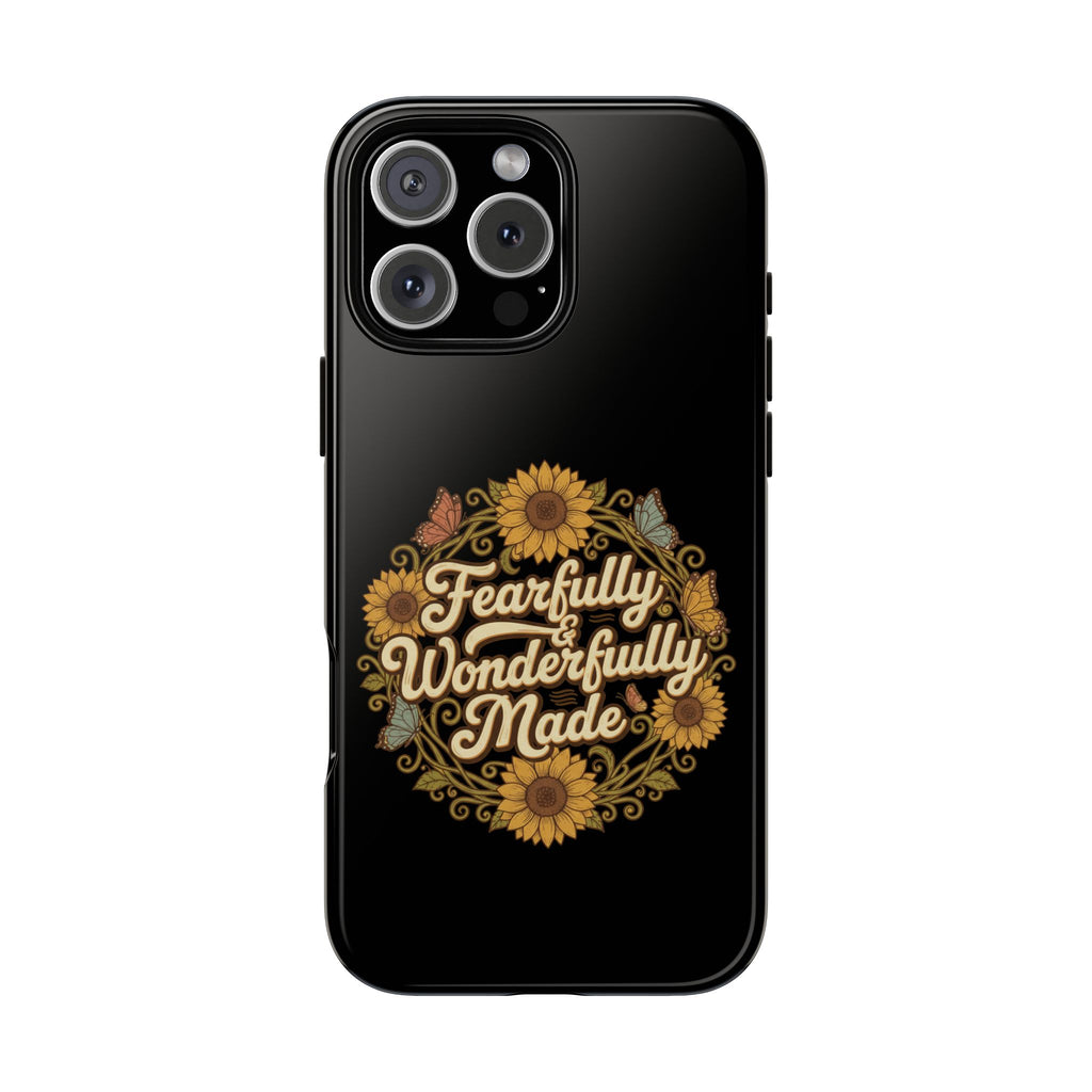 RESTERATION Phone Case — 'Fearfully & Wonderfully Made' Sunflower Floral Cover #1