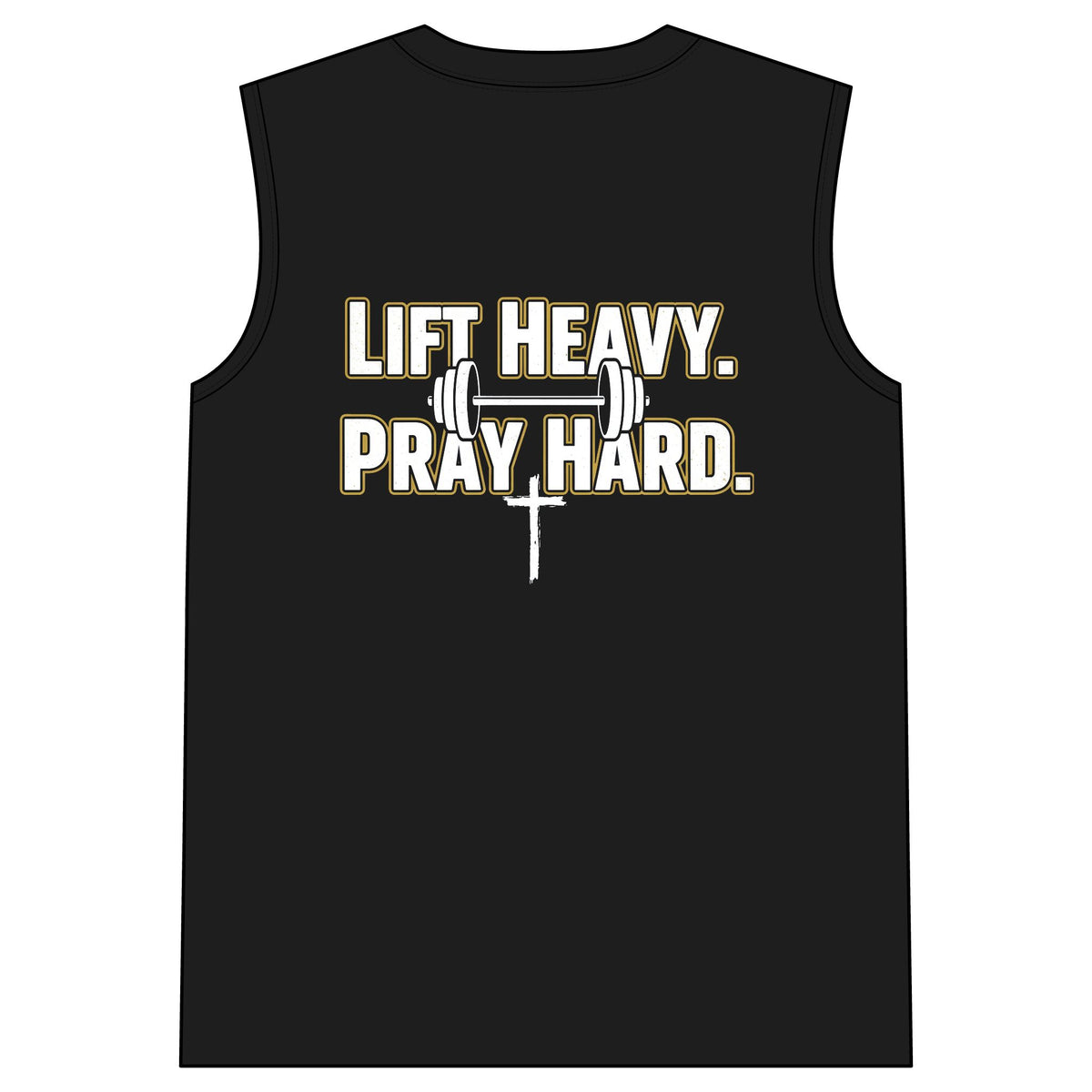 Sleeveless Tee - "Lift Heavy. Pray Hard." Fitness Muscle Tank - Resteration
