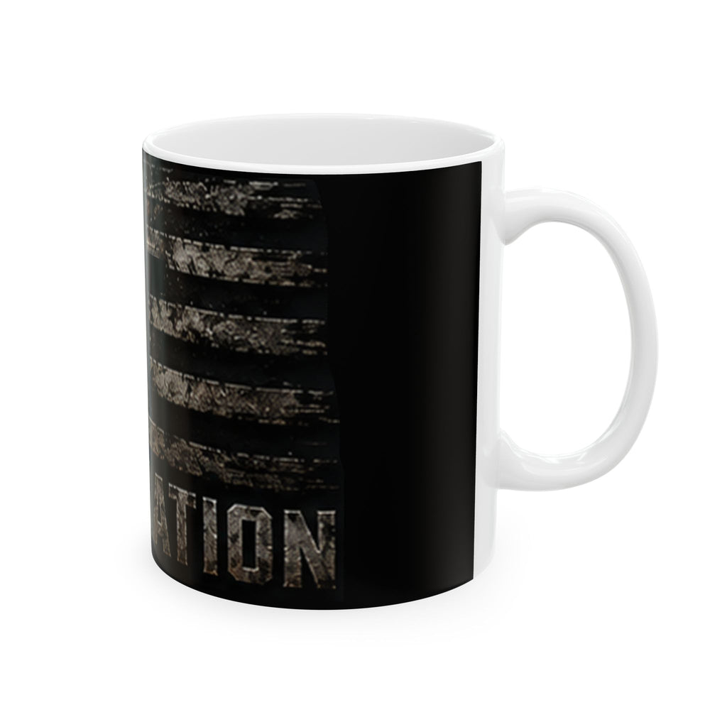RESTERATION Veteran Faith Accent Mug — American Flag Cross Design | 11oz & 15oz