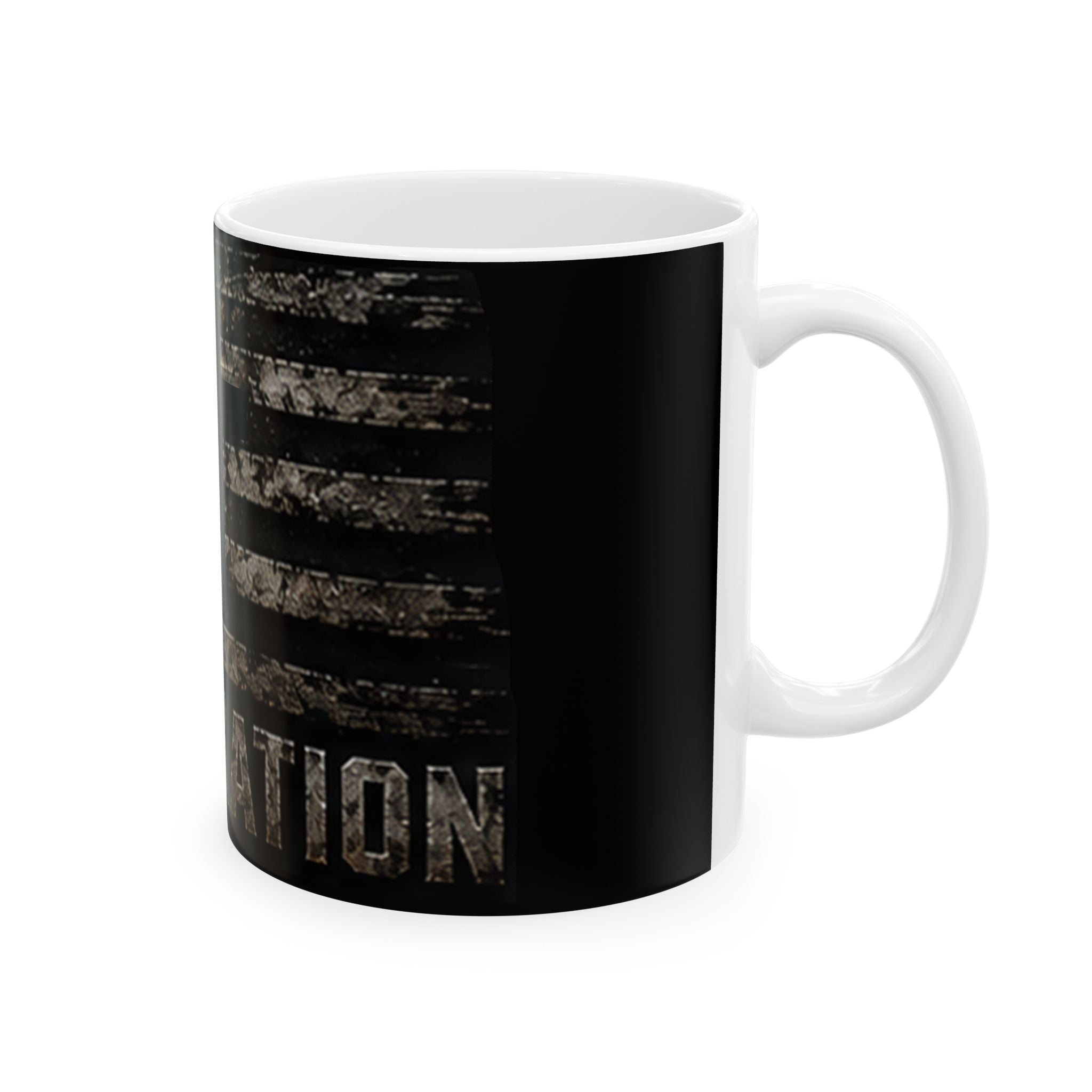 RESTERATION Veteran Faith Accent Mug — American Flag Cross Design | 11oz & 15oz