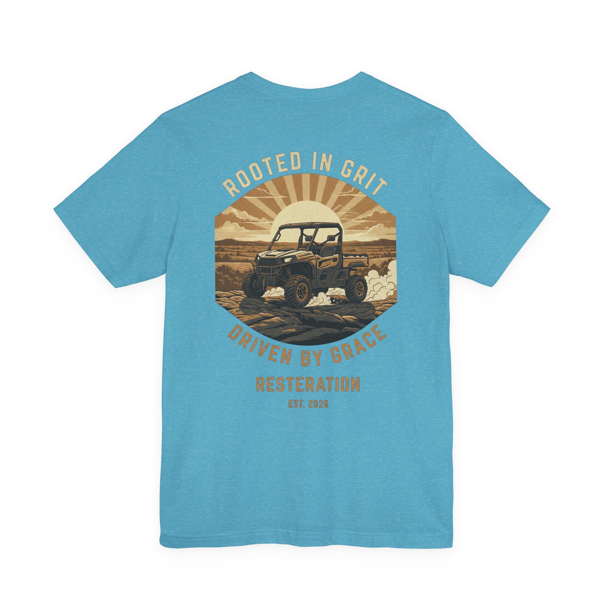 Christian Off-Road T-Shirt | "Rooted in Grit, Driven by Grace" | Faith UTV Tee - RESTERATION